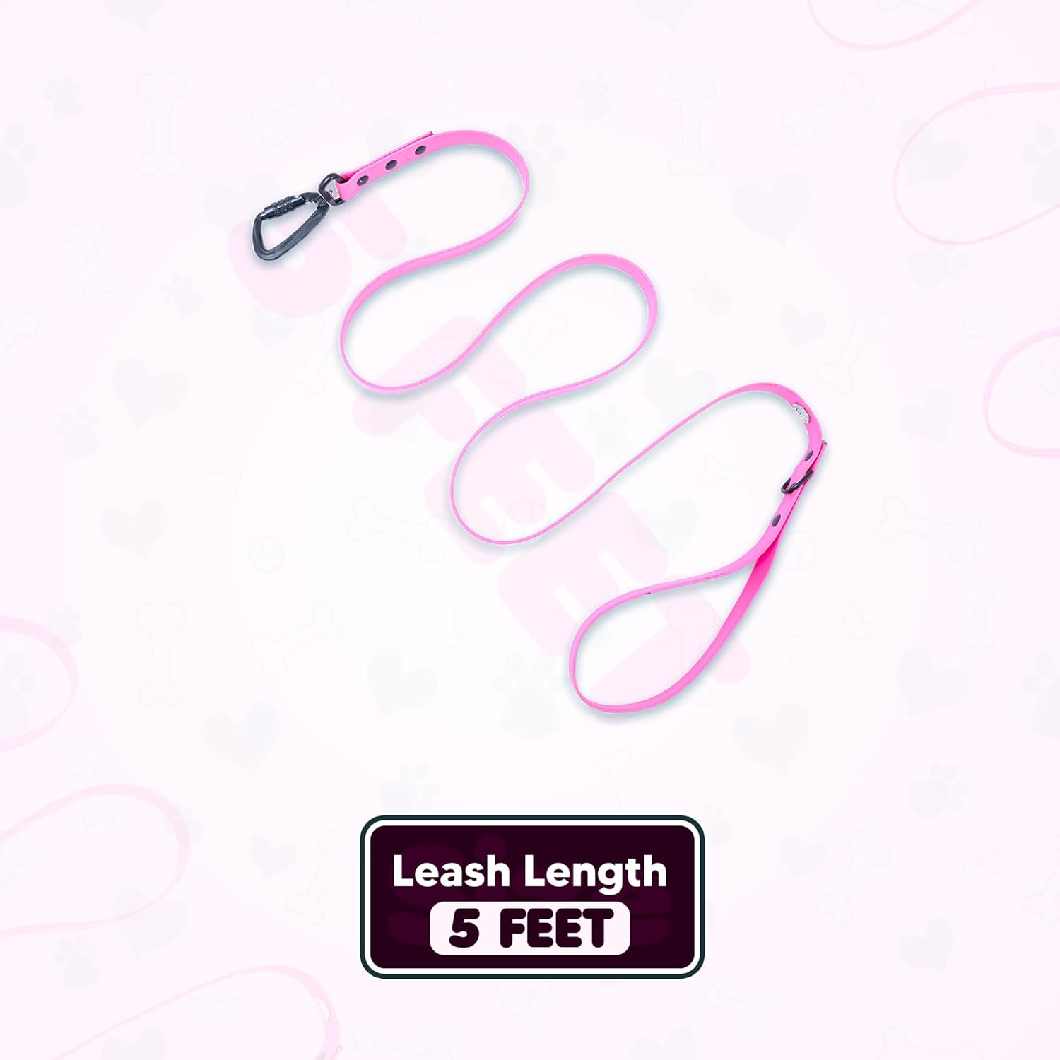 Adil’s Biothane Dog Leash - Waterproof Leashes for Dogs, Metal Hook, Adjustable 5ft Length Suitable for Dogs & Puppies, Ideal for Walking, Running & Training