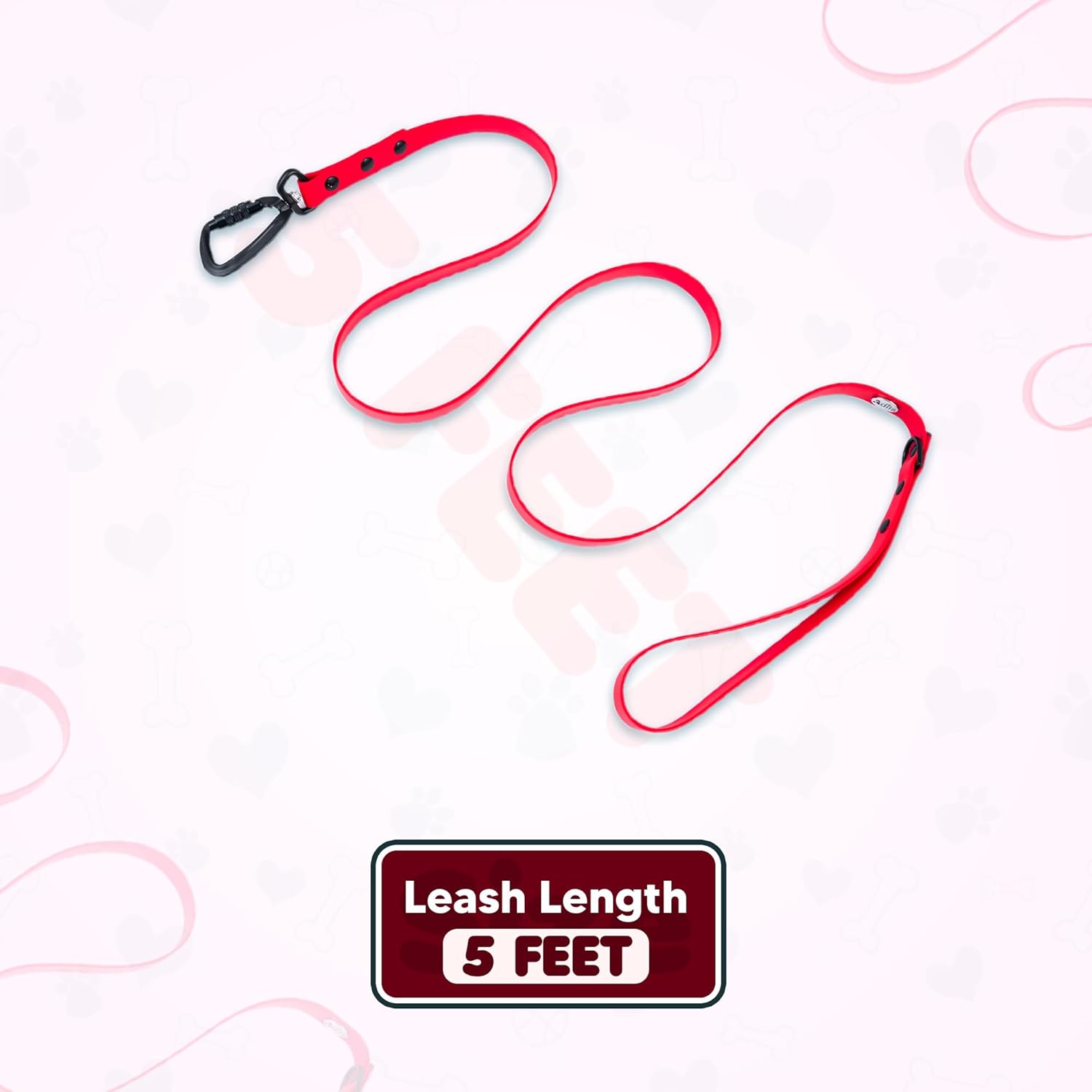 Adil’s Biothane Dog Leash - Waterproof Leashes for Dogs, Metal Hook, Adjustable 5ft Length Suitable for Dogs & Puppies, Ideal for Walking, Running & Training