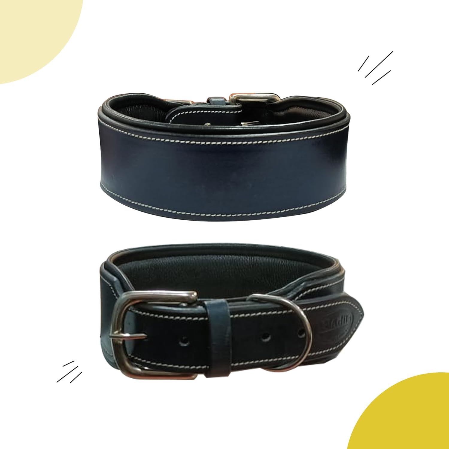 Handmade Leather Plain Dog Collar, Adjustable Leather Dog Collar with Strong Metal Buckle