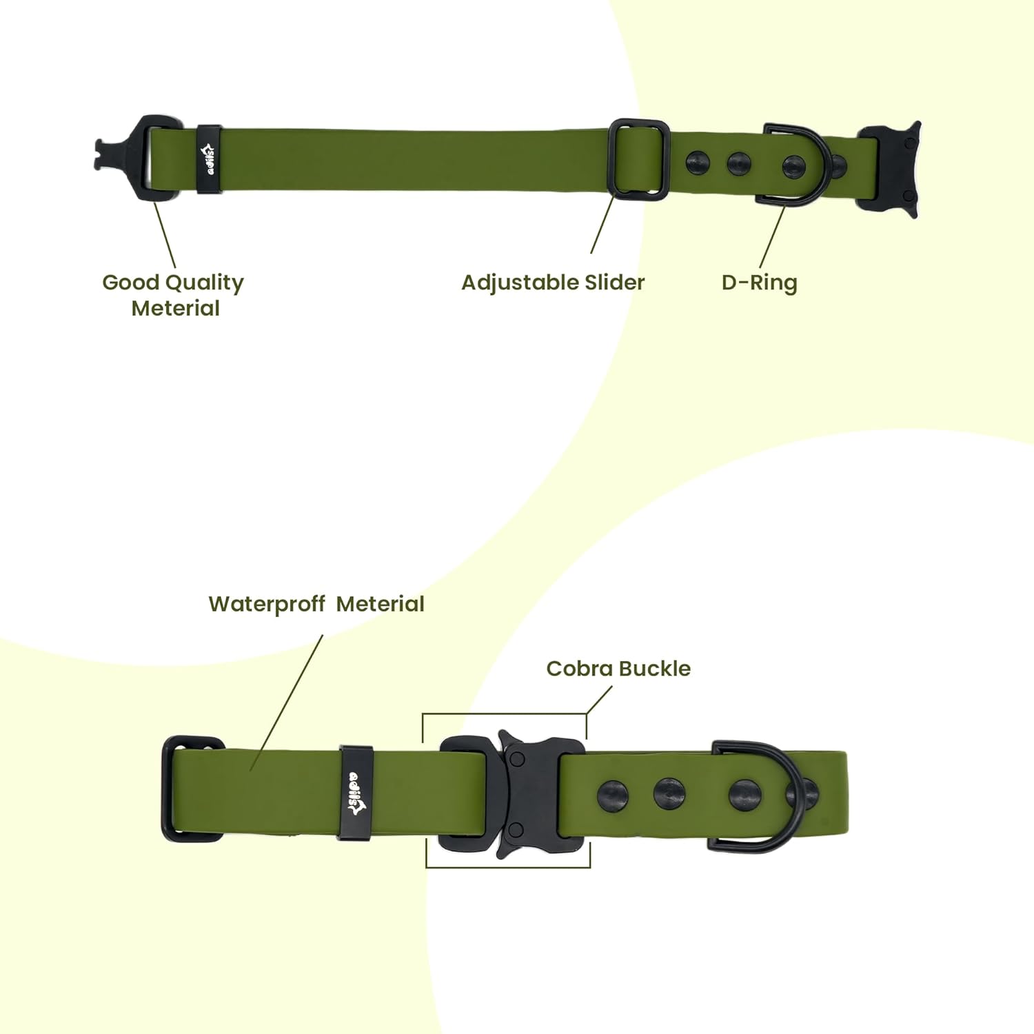 Adil’S Biothane Dog Collar - Waterproof Heavy Duty Dog Collars with Quick Release Buckle & D-Ring