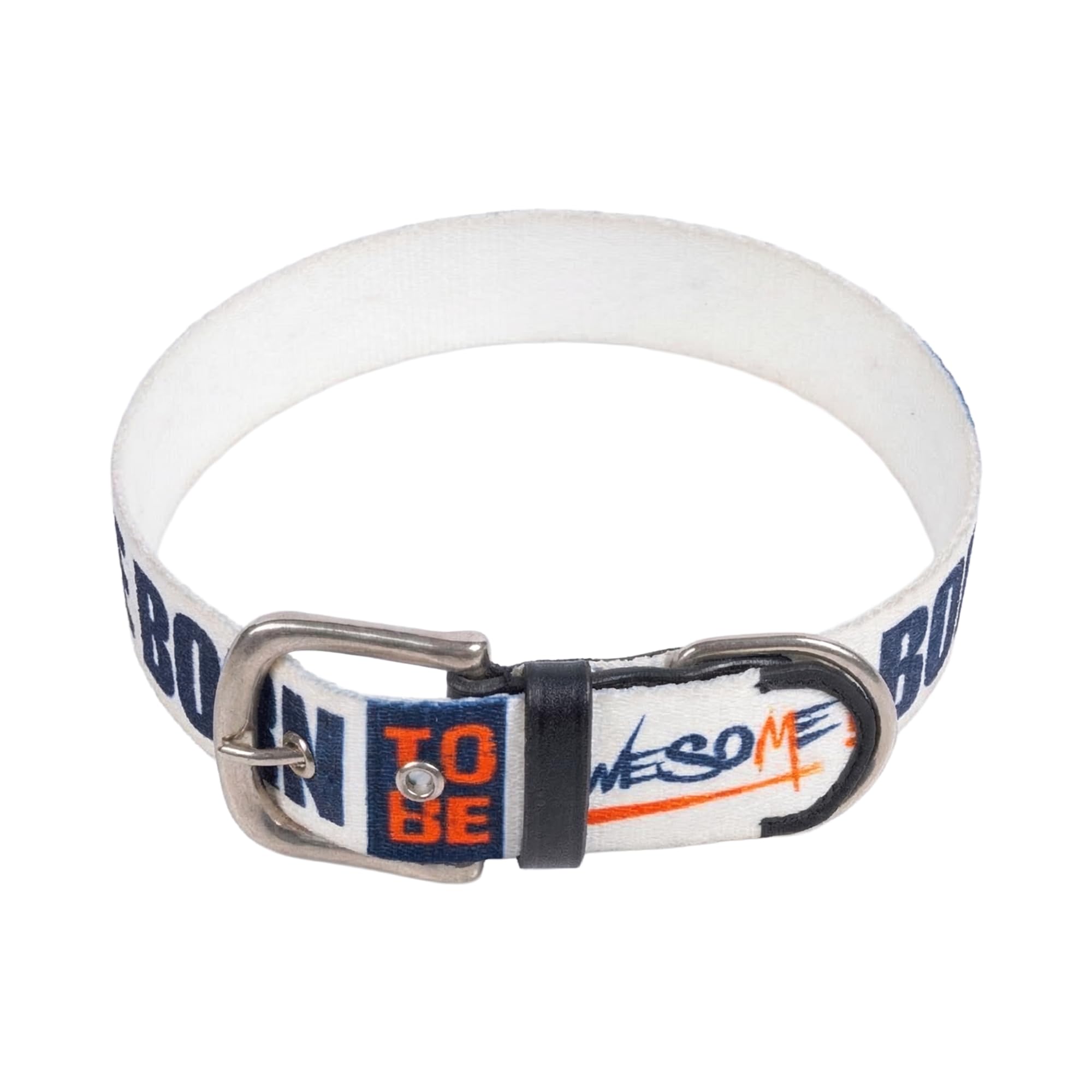 ADIL's Handcrafted Cotton Dog Collar – Premium Graffiti Printed Webbing Neckbelt with Heavy-Duty Metal Buckle & Strong D-Ring Adjustable Neckband for Small Medium Large Dogs, 1.5 Inch (Black, S)