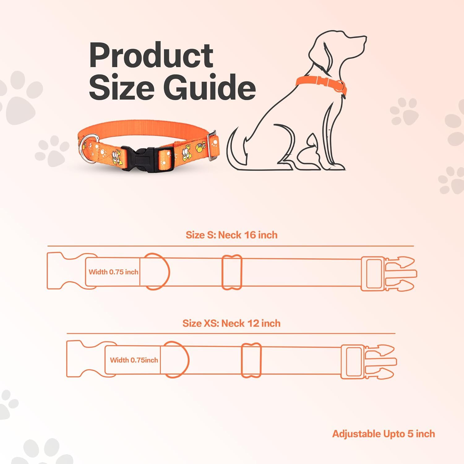 Adil's Nylon Paw Print Dog Collar & Leash Combo Set Quick Release Buckle 360° Swivel Hook Leather Accents 0.75 Inch Collar 5Ft Lead Walking Training for Small Medium Pets