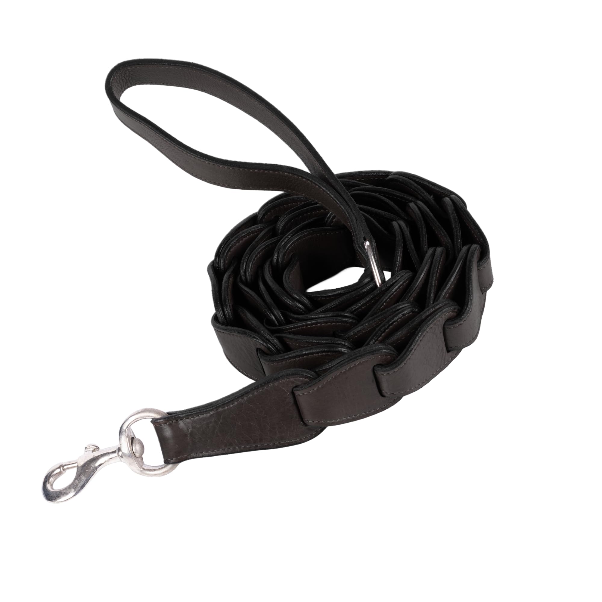 Adil's Premium Softy Leather Dog Leash 5ft Long 1.5 Inch Wide Braided Leash with Loop Handle 360° Swivel Hook Strong D-Ring Durable Walking Training Lead for Small Medium Large Pets (Black)