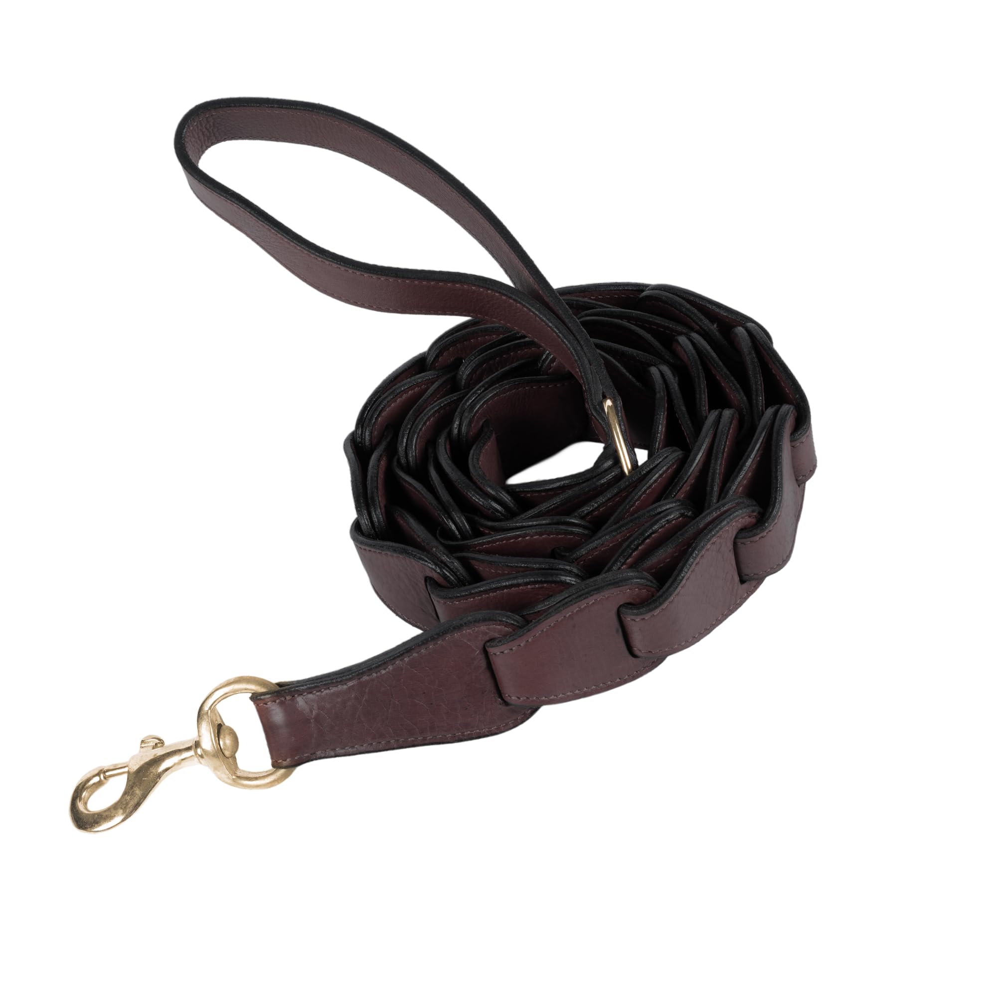 Adil's Premium Softy Leather Dog Leash 5ft Long 1 Inch Wide Braided Leash with Loop Handle 360° Golden Swivel Hook Strong D-Ring Durable Walking Training Lead for Small Medium Large Pets