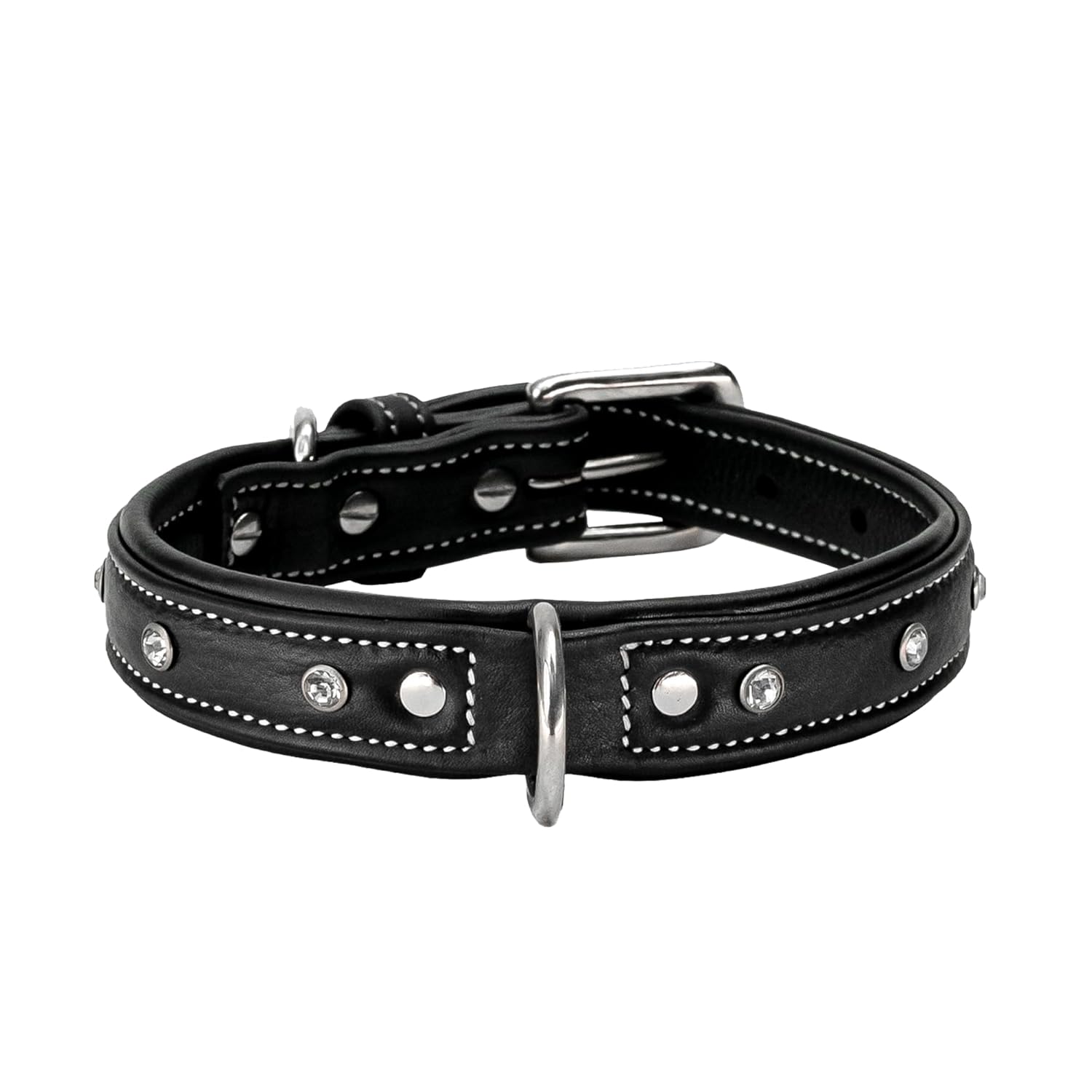 Adil'S Studded Softy Leather Dog Collar 1inch Width Suitable for Small, Medium & Large Dogs with Strong Metal Buckle & D-Ring for leashes