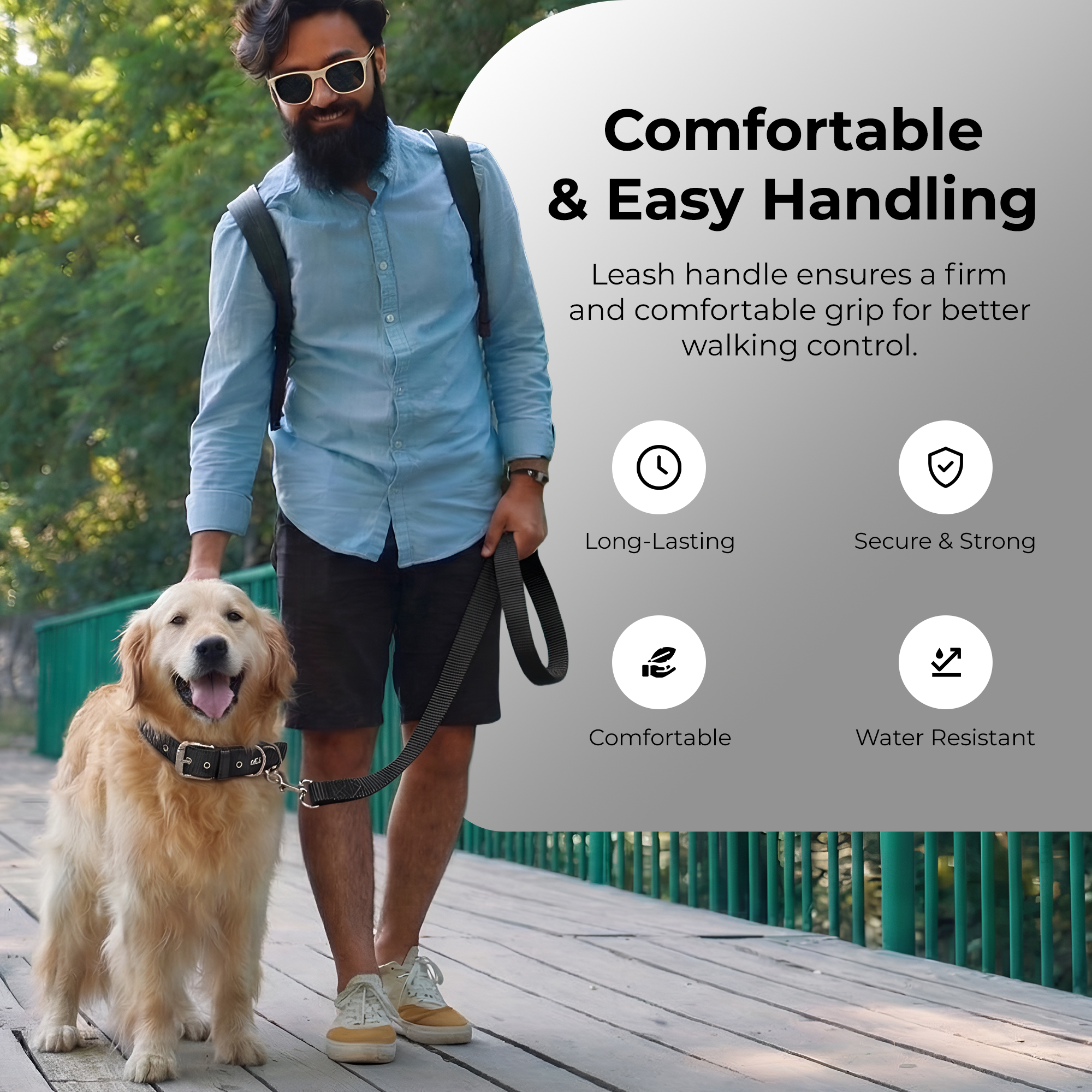 Adil’s Nylon Dog Collar & Leash Combo Set 1.5 Inch Wide Adjustable Collar with Strong Metal Buckle & D-Ring, 5 Ft Durable Leash with 360° Swivel Hook Pets
