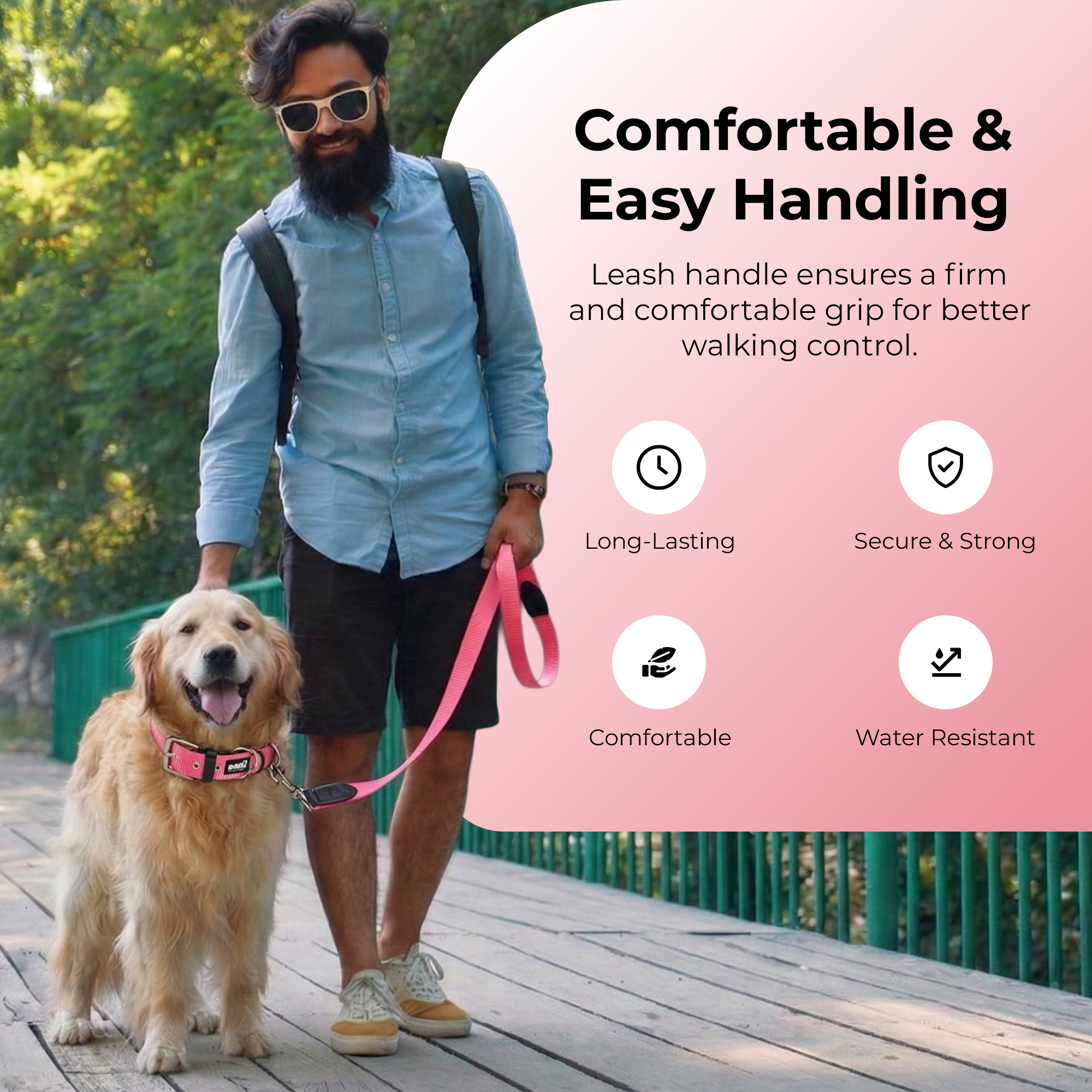 Adil’s Nylon Dog Collar & Leash Combo Set 1.5 Inch Wide Adjustable Collar with Strong Metal Buckle & D-Ring, 5 Ft Durable Leash with 360° Swivel Hook Pets