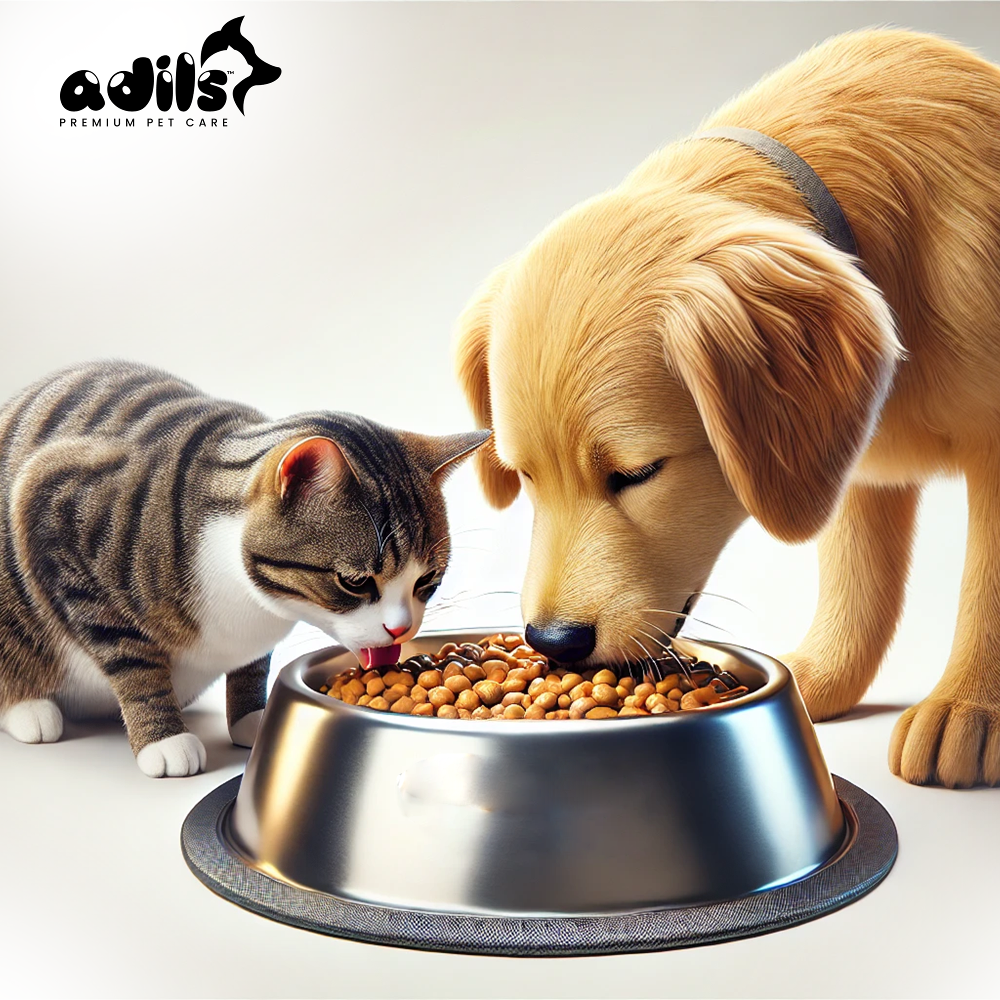 Adil’s Stainless Steel Dog and Cat Feeder - Non-Slip Base, Easy to Clean, Durable & Bite-Resistant Pet Food Bowl