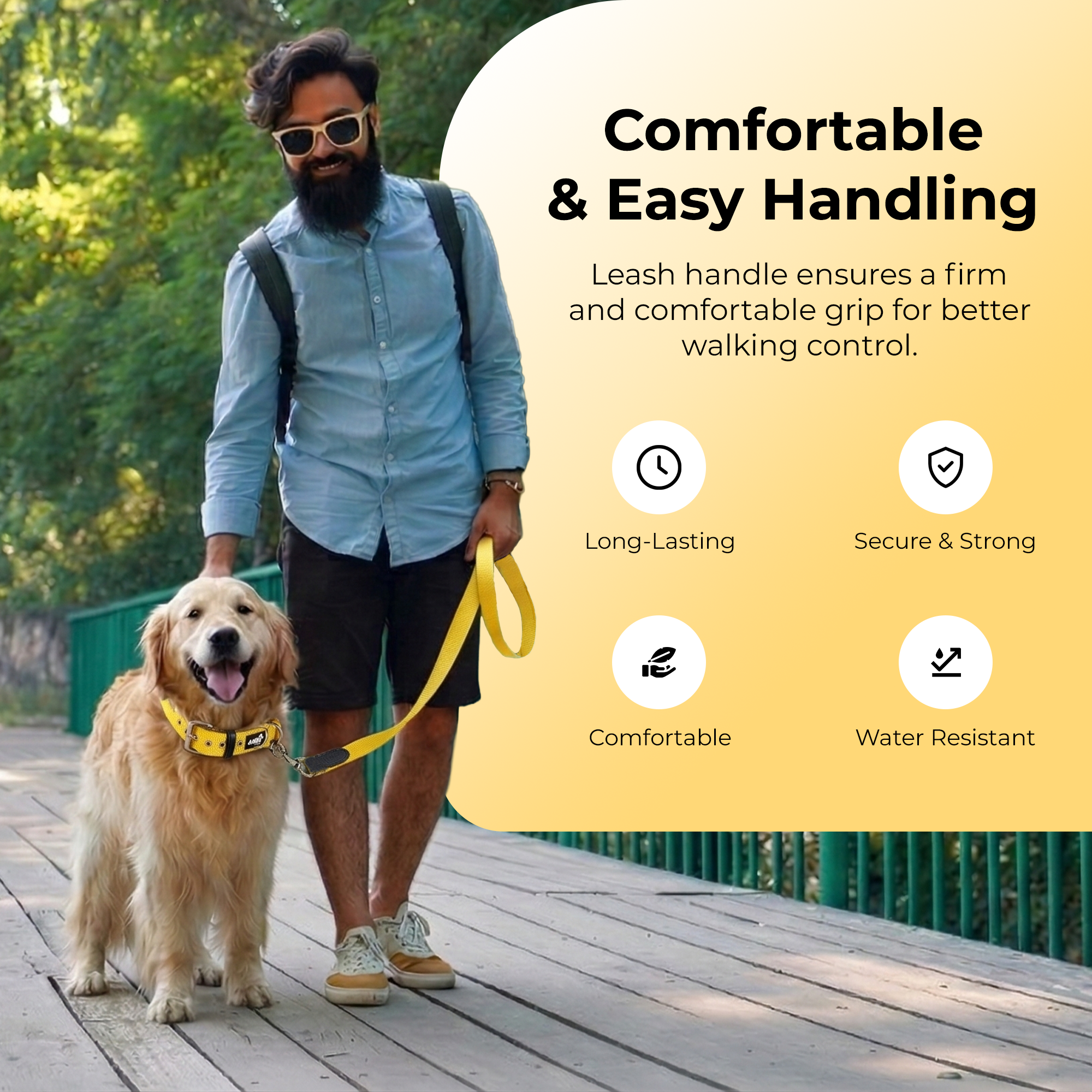 Adil’s Nylon Dog Collar & Leash Combo Set 1.5 Inch Wide Adjustable Collar with Strong Metal Buckle & D-Ring, 5 Ft Durable Leash with 360° Swivel Hook Pets