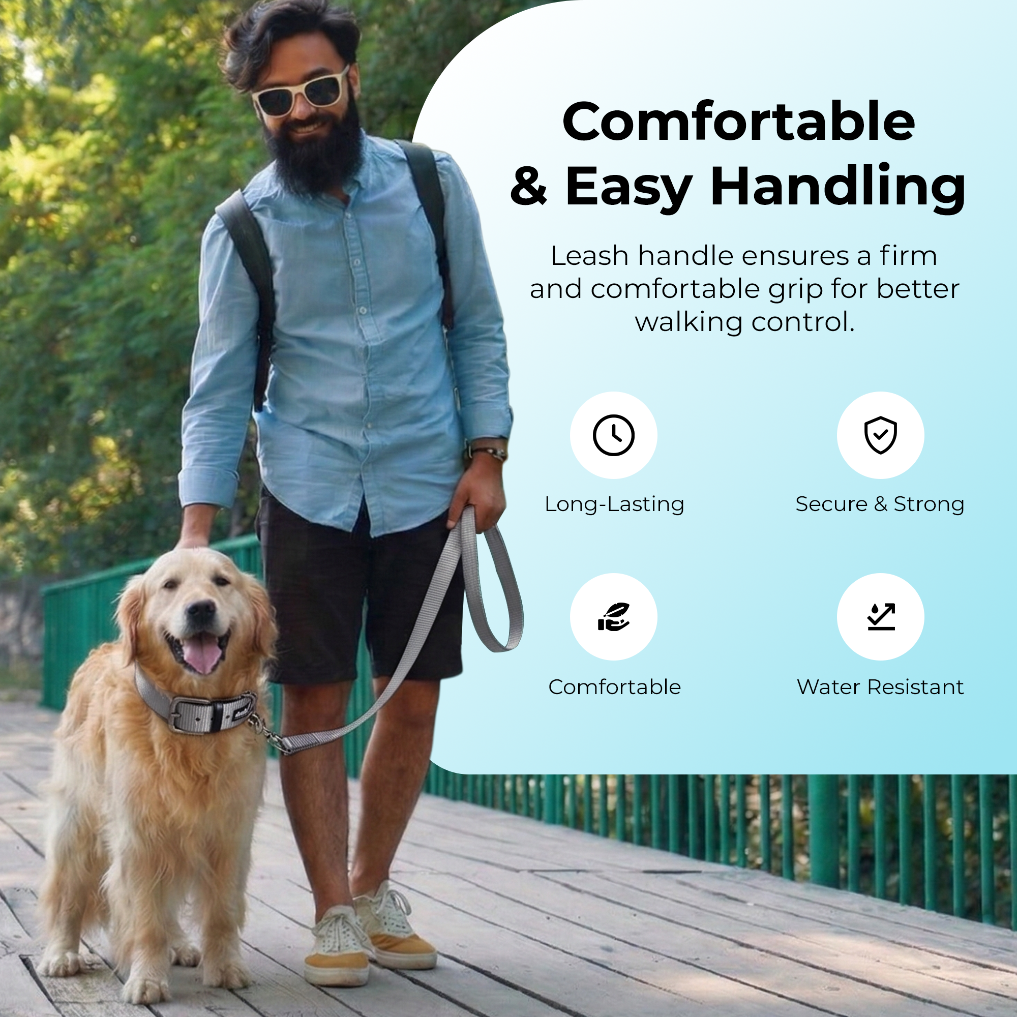 Adil’s Nylon Dog Collar & Leash Combo Set 1.5 Inch Wide Adjustable Collar with Strong Metal Buckle & D-Ring, 5 Ft Durable Leash with 360° Swivel Hook Pets