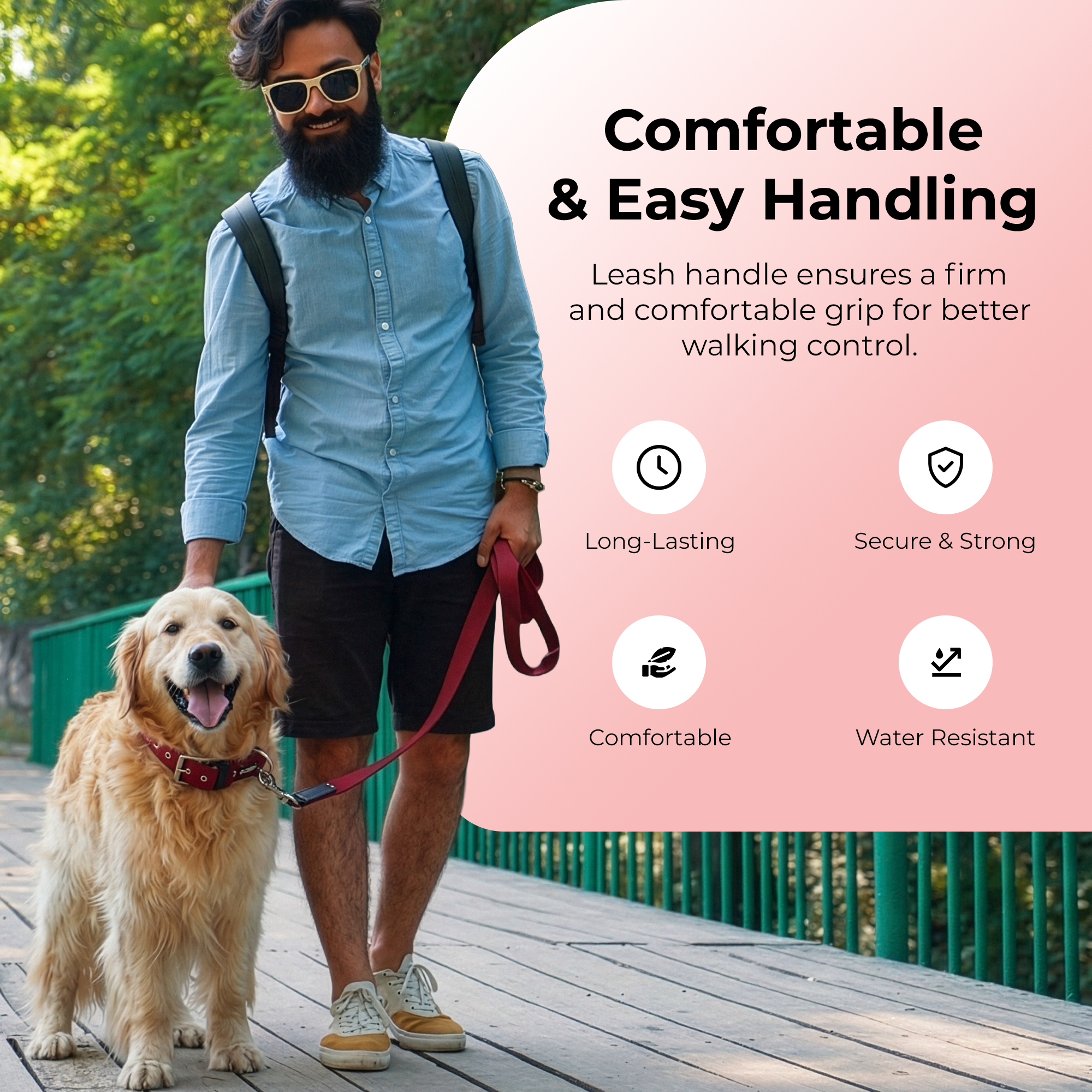 Adil’s Nylon Dog Collar & Leash Combo Set 1.5 Inch Wide Adjustable Collar with Strong Metal Buckle & D-Ring, 5 Ft Durable Leash with 360° Swivel Hook Pets