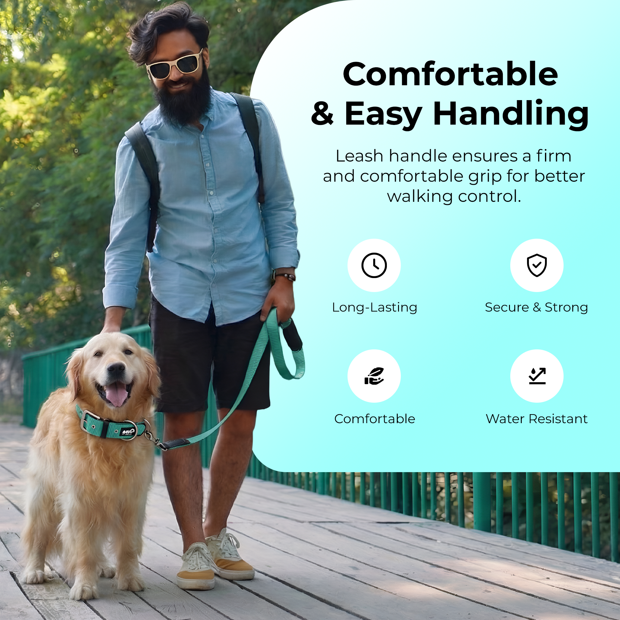 Adil’s Nylon Dog Collar & Leash Combo Set 1.5 Inch Wide Adjustable Collar with Strong Metal Buckle & D-Ring, 5 Ft Durable Leash with 360° Swivel Hook Pets
