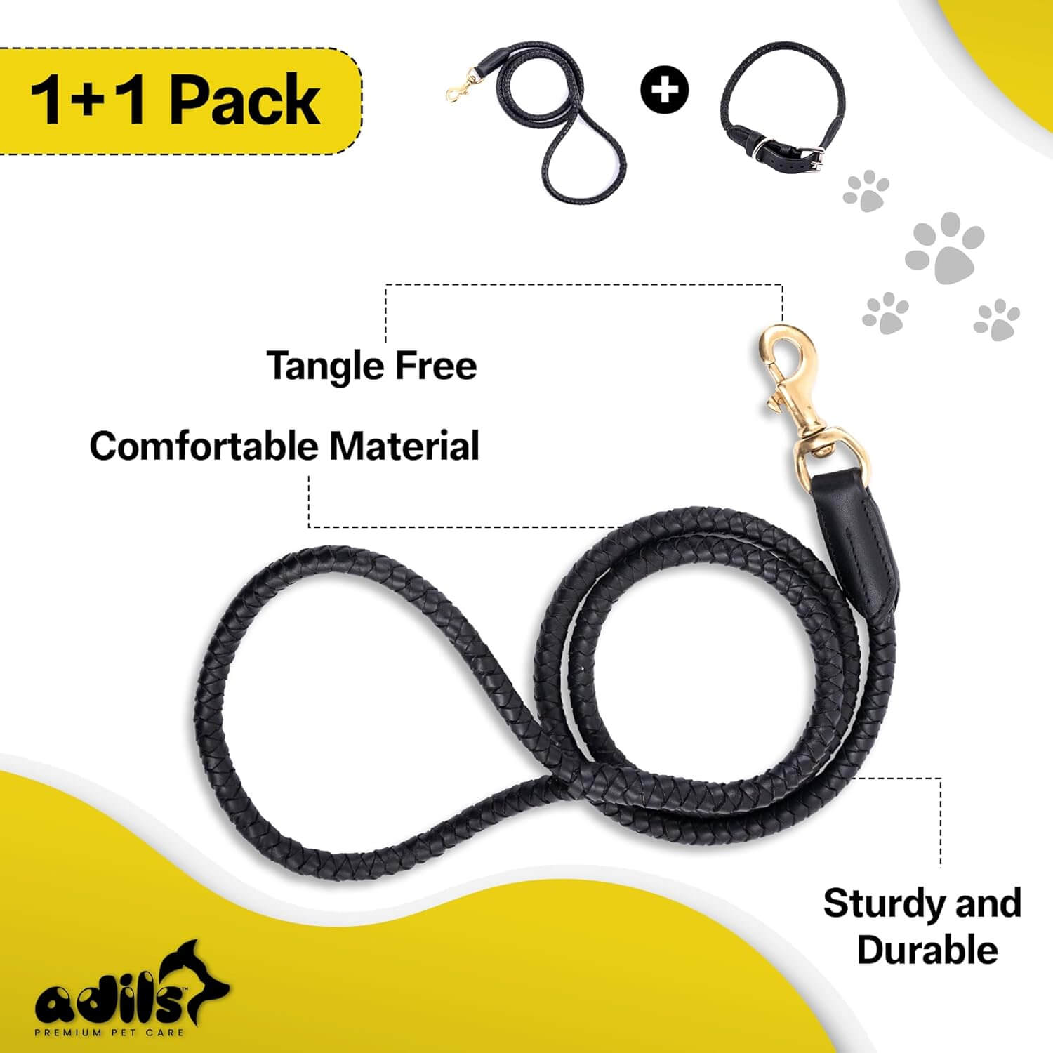 Braided Rolled Drum Dyed (DD) Leather Dog Collar & Leash