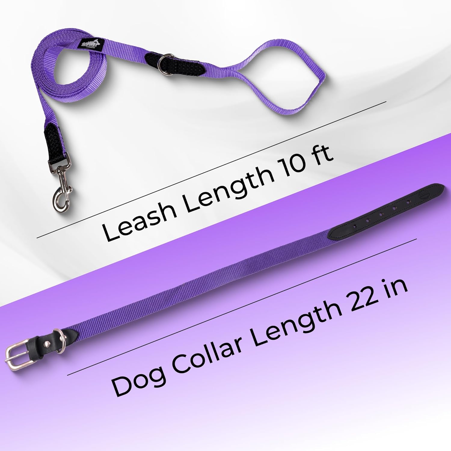 Adil’s Adjustable Plain Nylon with Leather Dog Collar & Leash Combo – Reinforced with Metal Buckle, 360° Swivel Hook, D-Ring & 10ft Leash for Small, Medium & Large Dogs (Purple, Small)