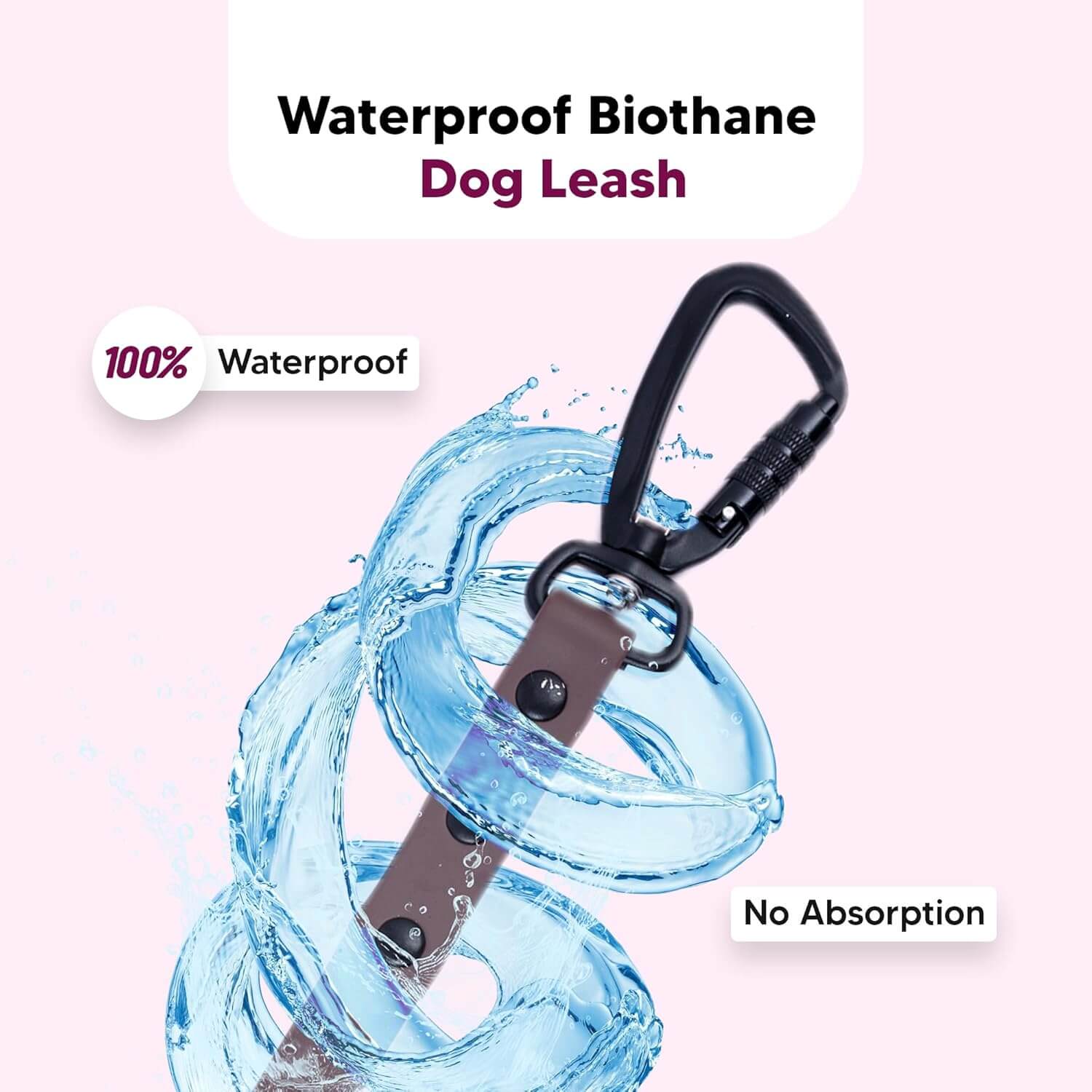 Adil’s Biothane Dog Leash - Waterproof Leashes for Dogs, Metal Hook, Adjustable 5ft Length Suitable for Dogs & Puppies, Ideal for Walking, Running & Training