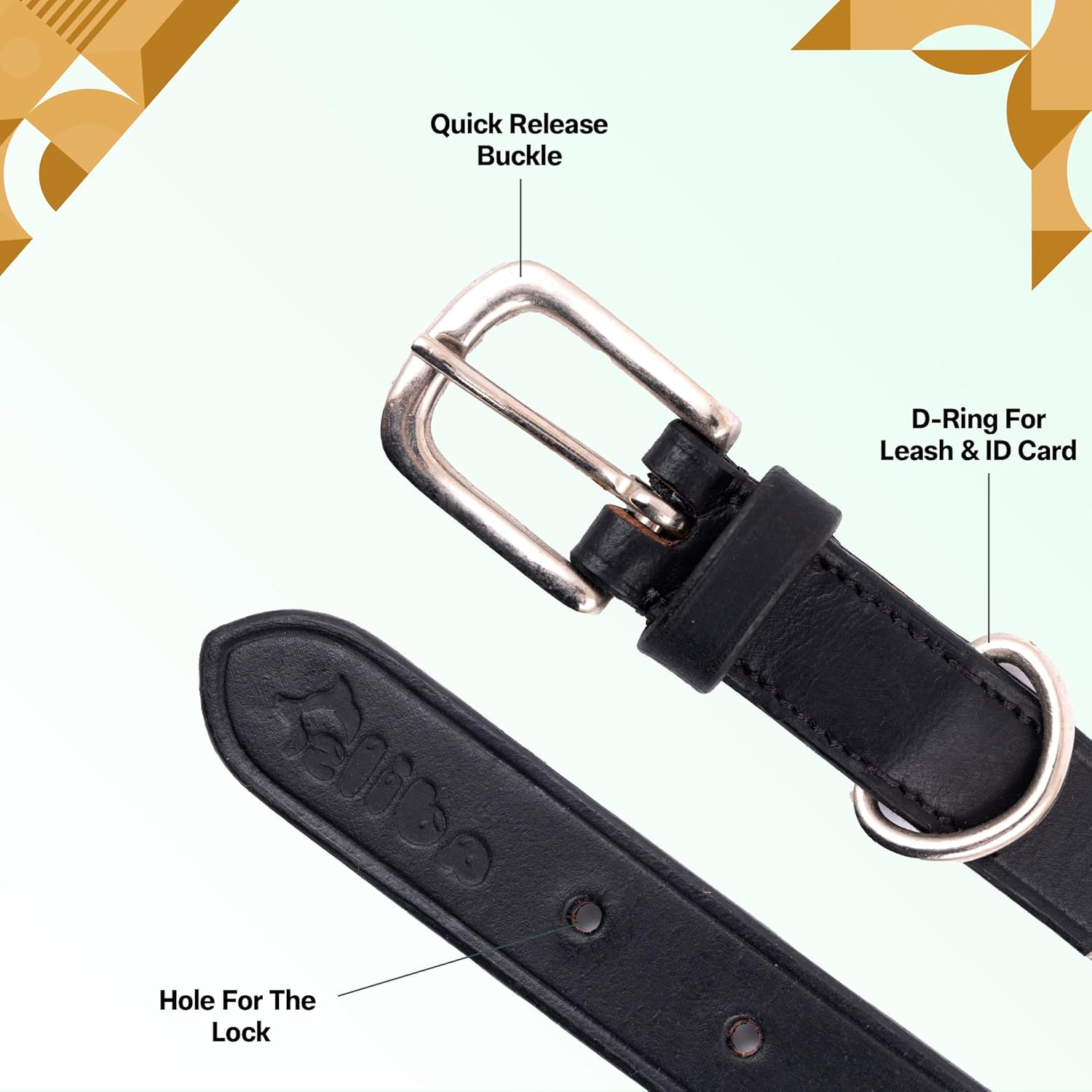 ADIL'S Polo Dog Collar,1 Inch Width Handcrafted by Artisans|Leather Dog Collar with Strong Metal Buckle & D-Ring for Small, Medium & Large Dogs