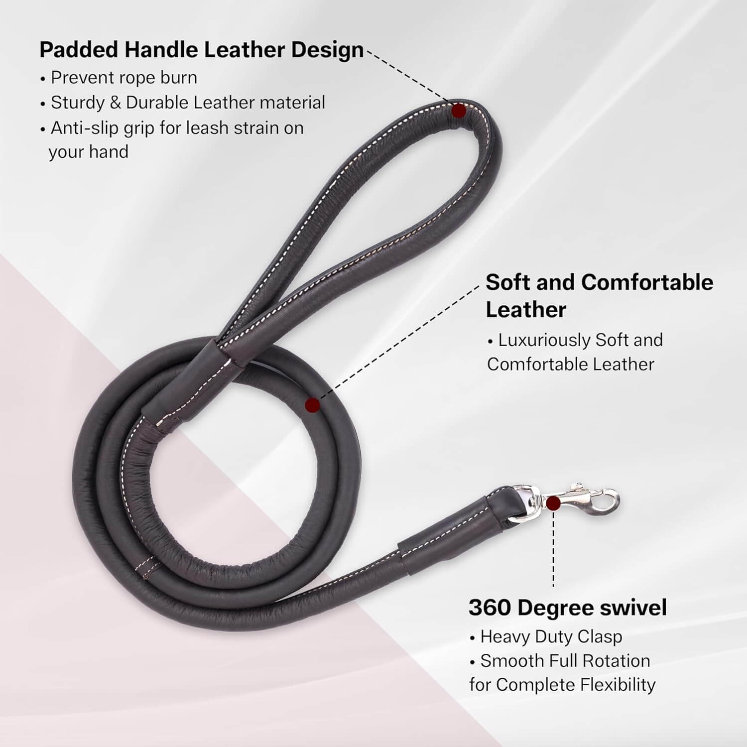 Adil’S Premium Rolled NDM Softy Leather Dog Leashes - 5 Feet Length