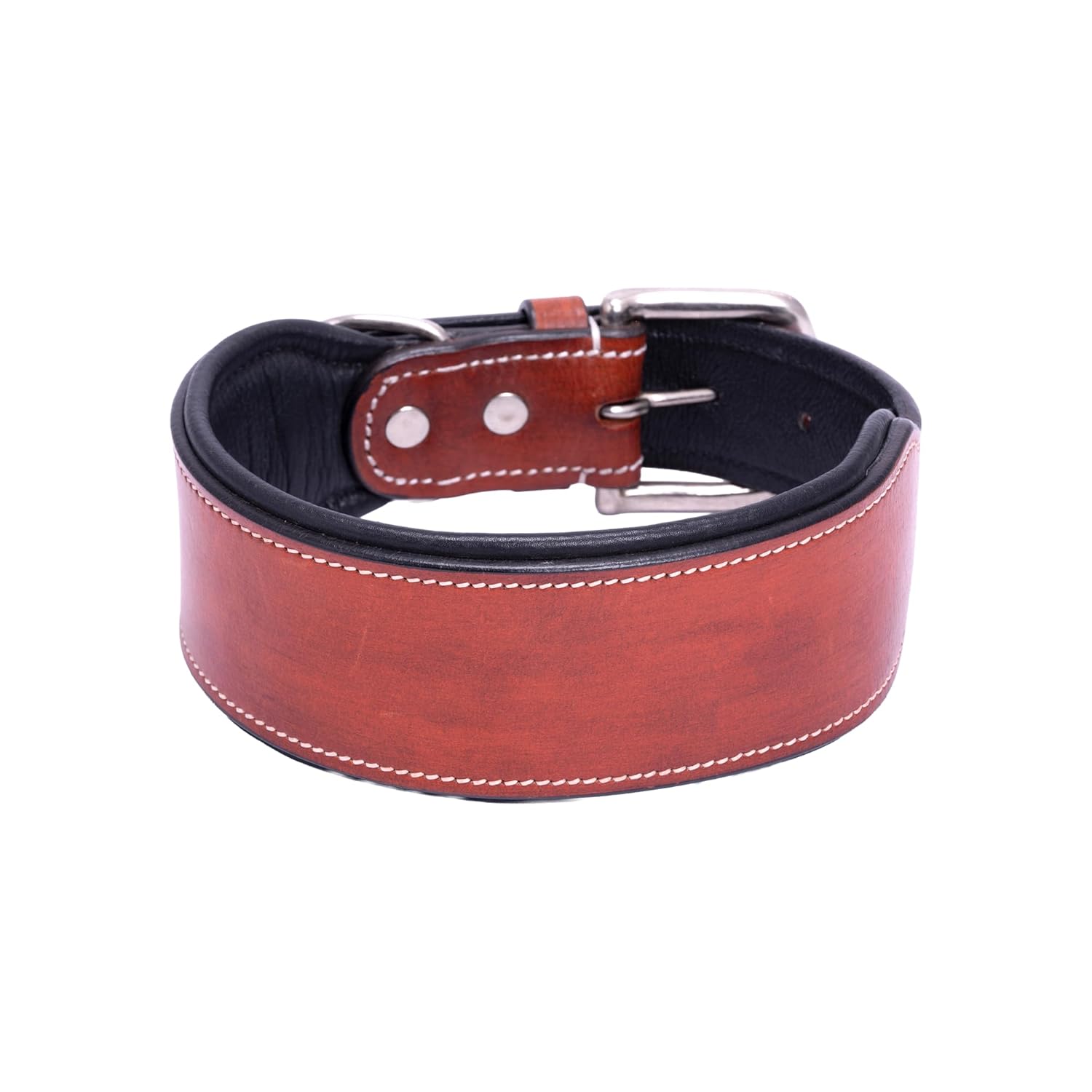 Handmade Leather Plain Dog Collar, Adjustable Leather Dog Collar with Strong Metal Buckle