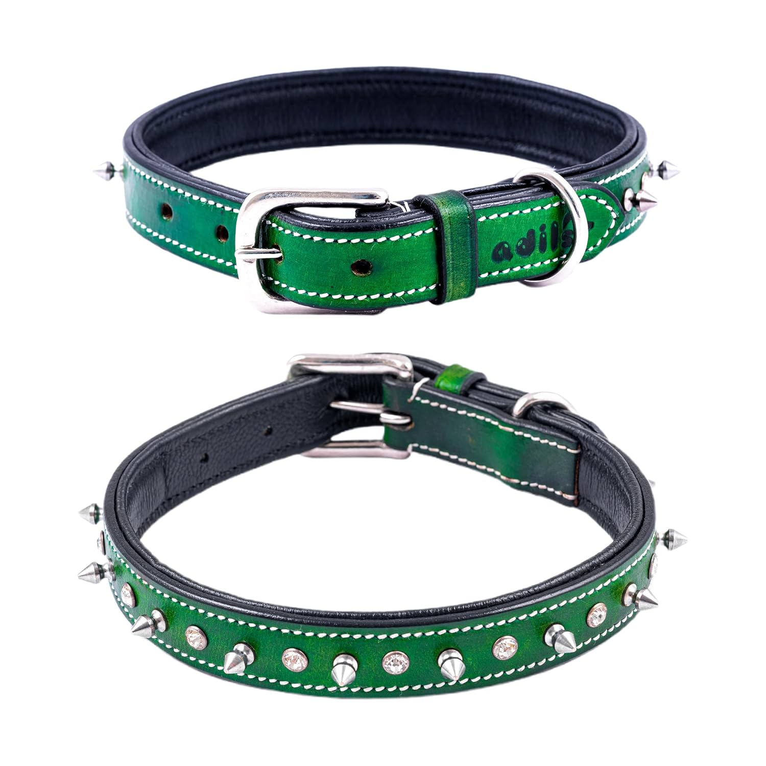 Adil’S Leather Spike Studded Dog Collar – Adjustable Pet Collar for Small, Medium, Large Dogs Durable & Stylish for Pitbulls, Bulldogs, Mastiffs & Guard Dogs