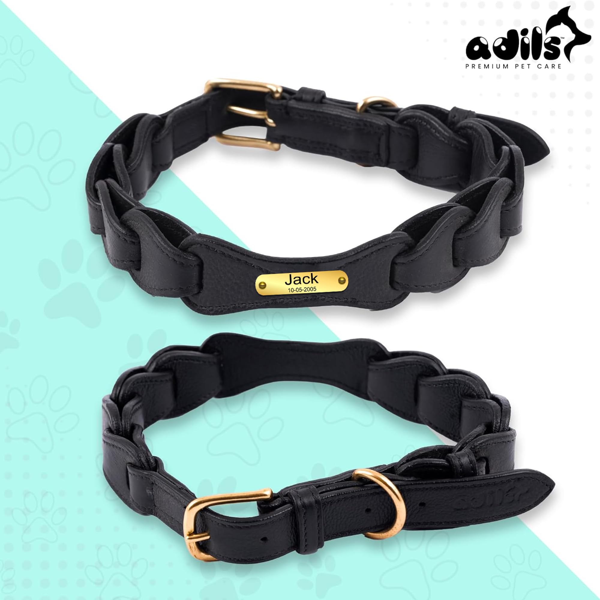 Adil’S Soft Leather Personalized Dog Collar for Large Medium Small Dogs Neck Collar with Personalized Dog Name in Neck Size 12 Inch to 26 Inch