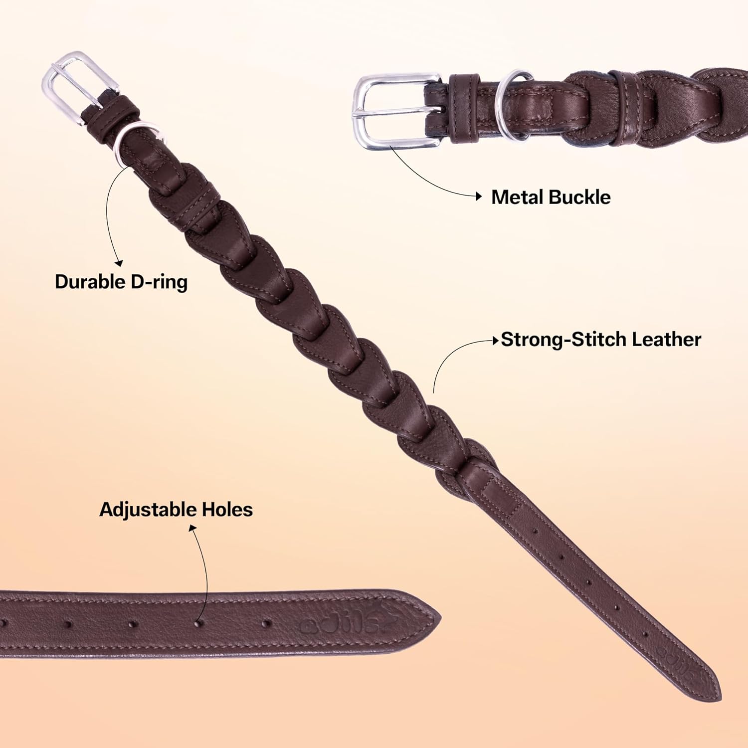 Adil’S Genuine Leather Loop Dog Collar – Handmade, Heavy-Duty, Soft Padded & Adjustable – Durable Braided Leather Collar Dogs