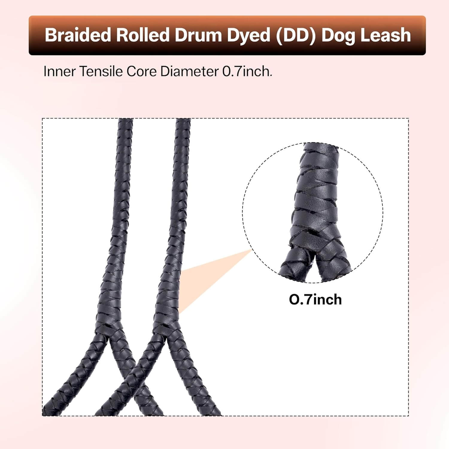 Adil’S Braided Rolled Drum Dyed Leather Dog Leash with 360 Degree Rotating Clasp 5 FT Long, Non-Slip Grip Handle, Suitable for Large & Medium Dogs