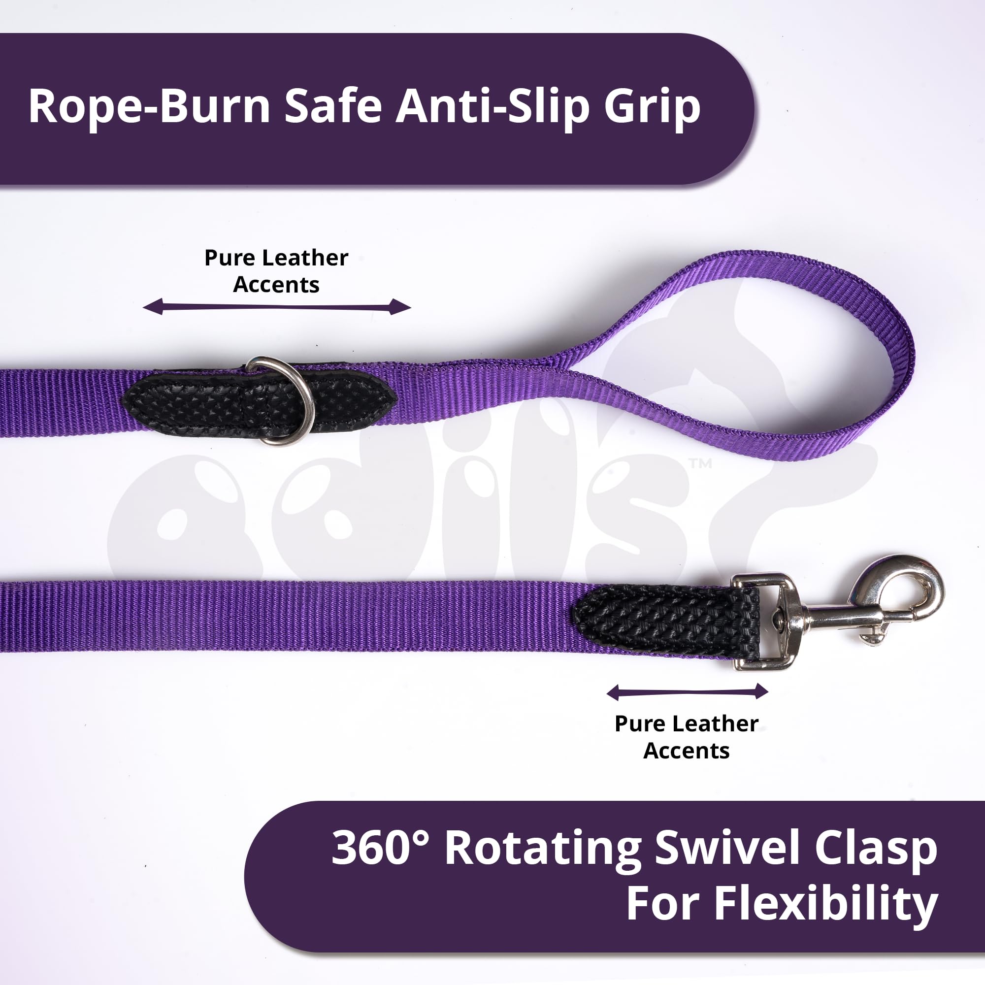 Adil’s 10FT Adjustable Dog Leash Features a Soft Leather Handle, Strong Nylon, and a 360° Swivel Hook—Durable, Comfy, and Ideal for Small to Large Dogs.
