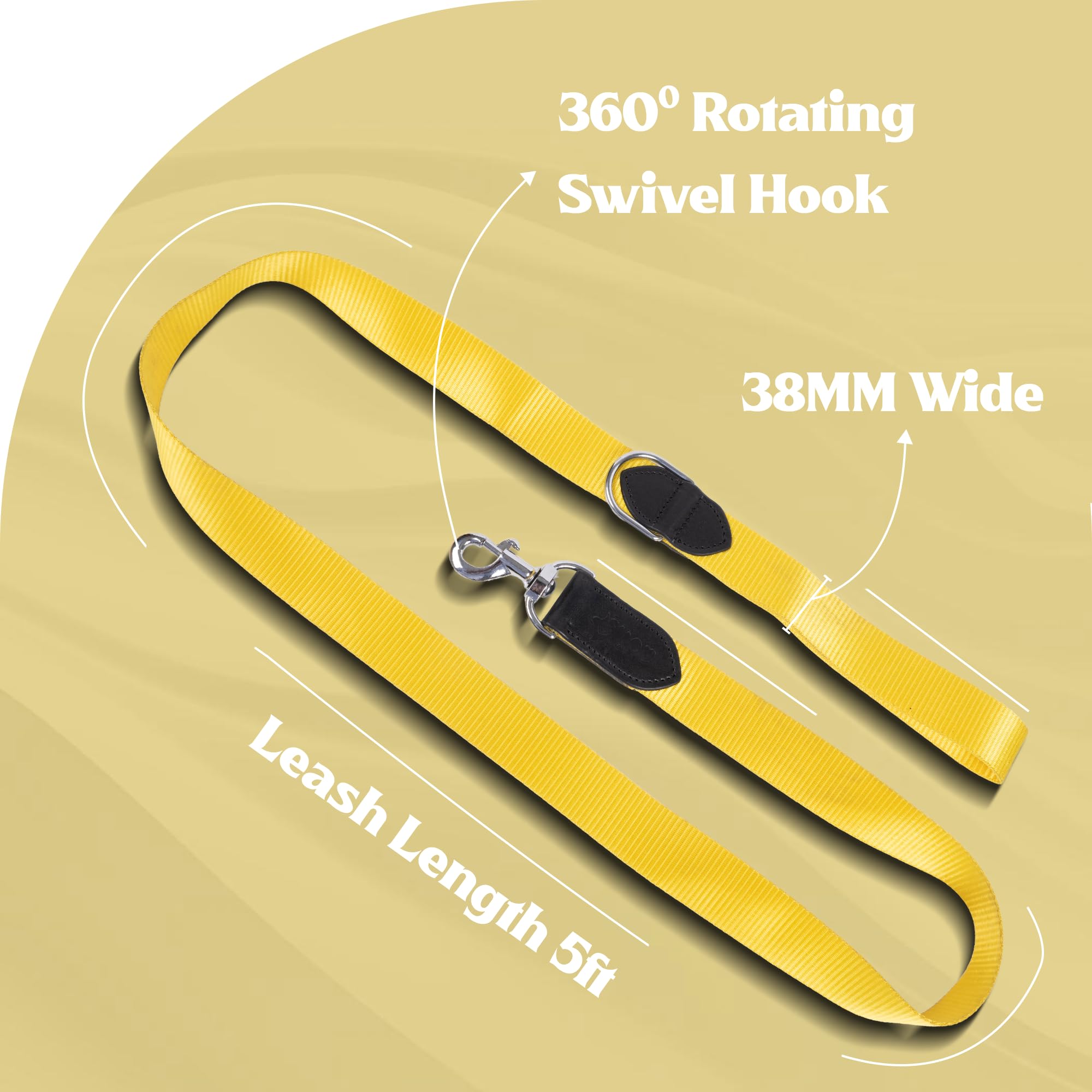 ADIL's Nylon Dog Leash, Heavy Duty Walking Lead with 360° Swivel Metal Hook 1.5 Inch Wide Durable Training Cord with Comfortable Loop Handle for Medium Large Dogs