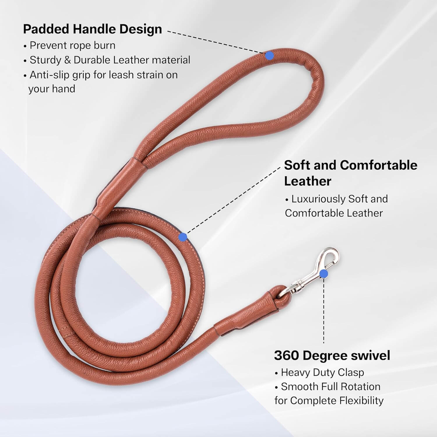 Adil’S Premium Rolled NDM Softy Leather Dog Leashes - 5 Feet Length