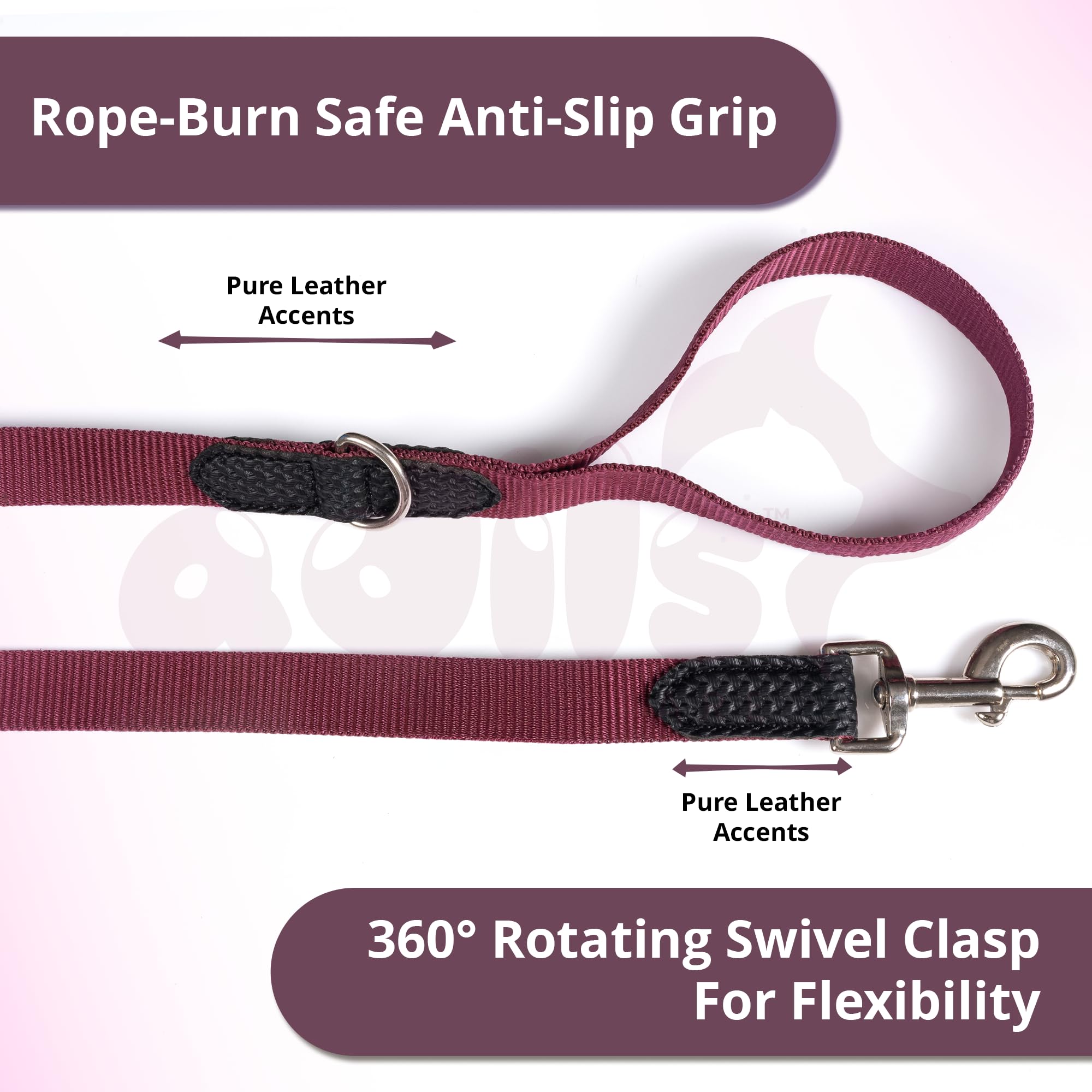 Adil’s 10FT Adjustable Dog Leash Features a Soft Leather Handle, Strong Nylon, and a 360° Swivel Hook—Durable, Comfy, and Ideal for Small to Large Dogs.