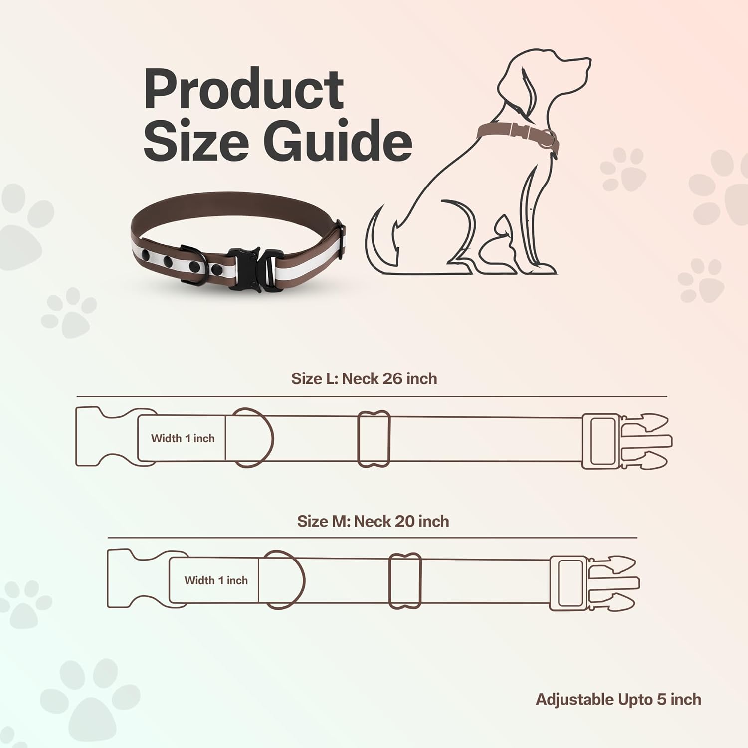 Adil’S Biothane Reflective Dog Collar 1 inch Width - Waterproof Heavy Duty Dog Collars with Quick Release Buckle & D-Ring for leashes Fits Small, Large & Medium Dogs