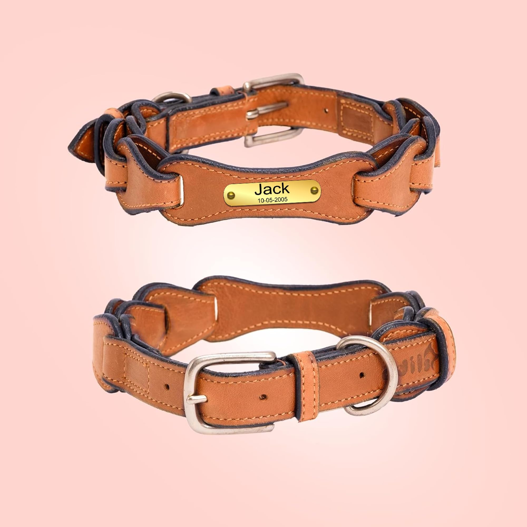 Adil’S Soft Leather Personalized Dog Collar for Large Medium Small Dogs Neck Collar with Personalized Dog Name in Neck Size 12 Inch to 26 Inch