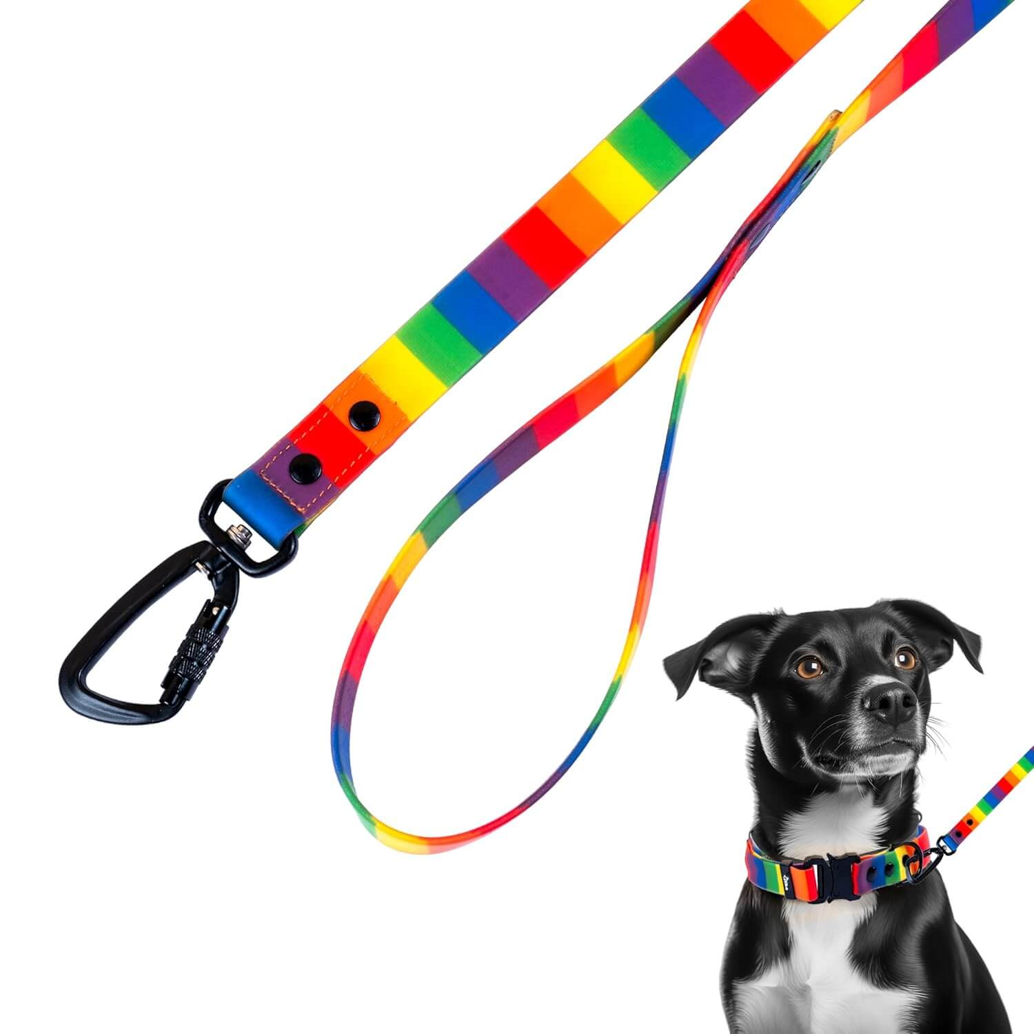 Adil’s Rainbow Dog Leash – Biothane Waterproof Leashes for Dogs, Metal Hook, Adjustable Length & Neck Girth Suitable for Dogs & Puppies of All Breeds Ideal for Walking, Running & Training