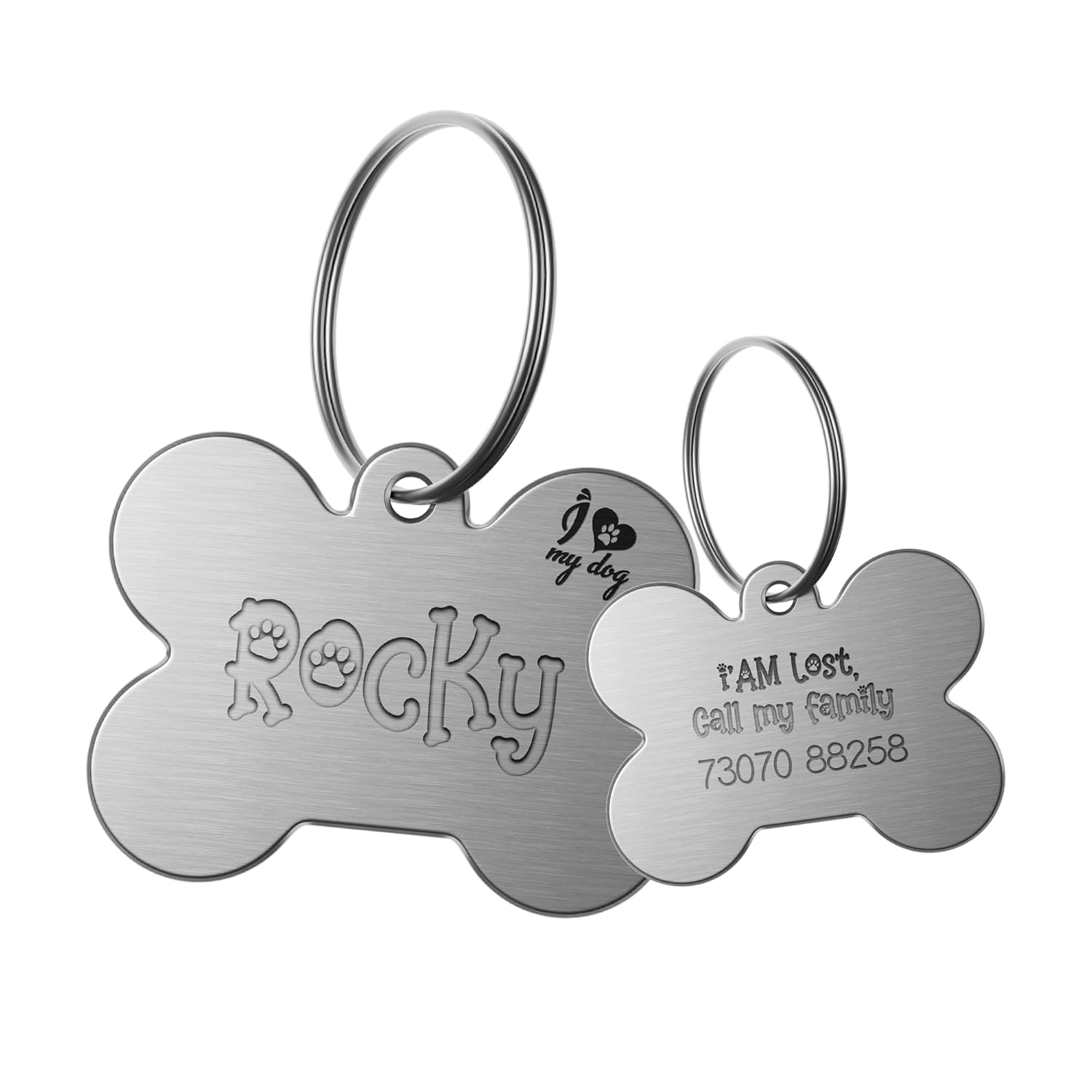Adil’S Customized Pet ID Tag Name 1 mm Thick, Collar Tag for Pets, Dogs, Cats, Puppy – Personalized Stainless Steel Pet ID Tag Engraved Name Locket (2.5inch * 1.5inch)