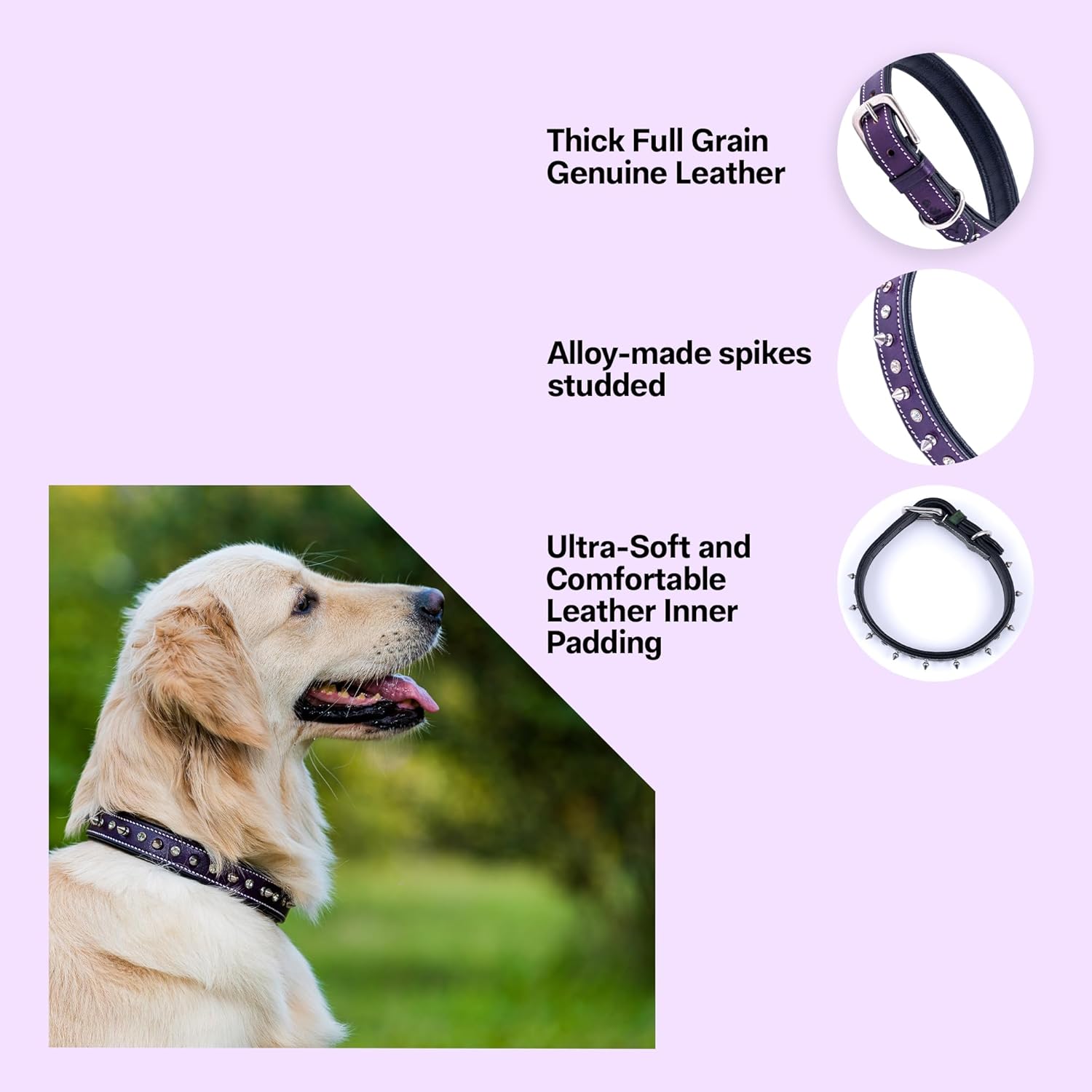 Adil’S Leather Spike Studded Dog Collar – Adjustable Pet Collar for Small, Medium, Large Dogs Durable & Stylish for Pitbulls, Bulldogs, Mastiffs & Guard Dogs