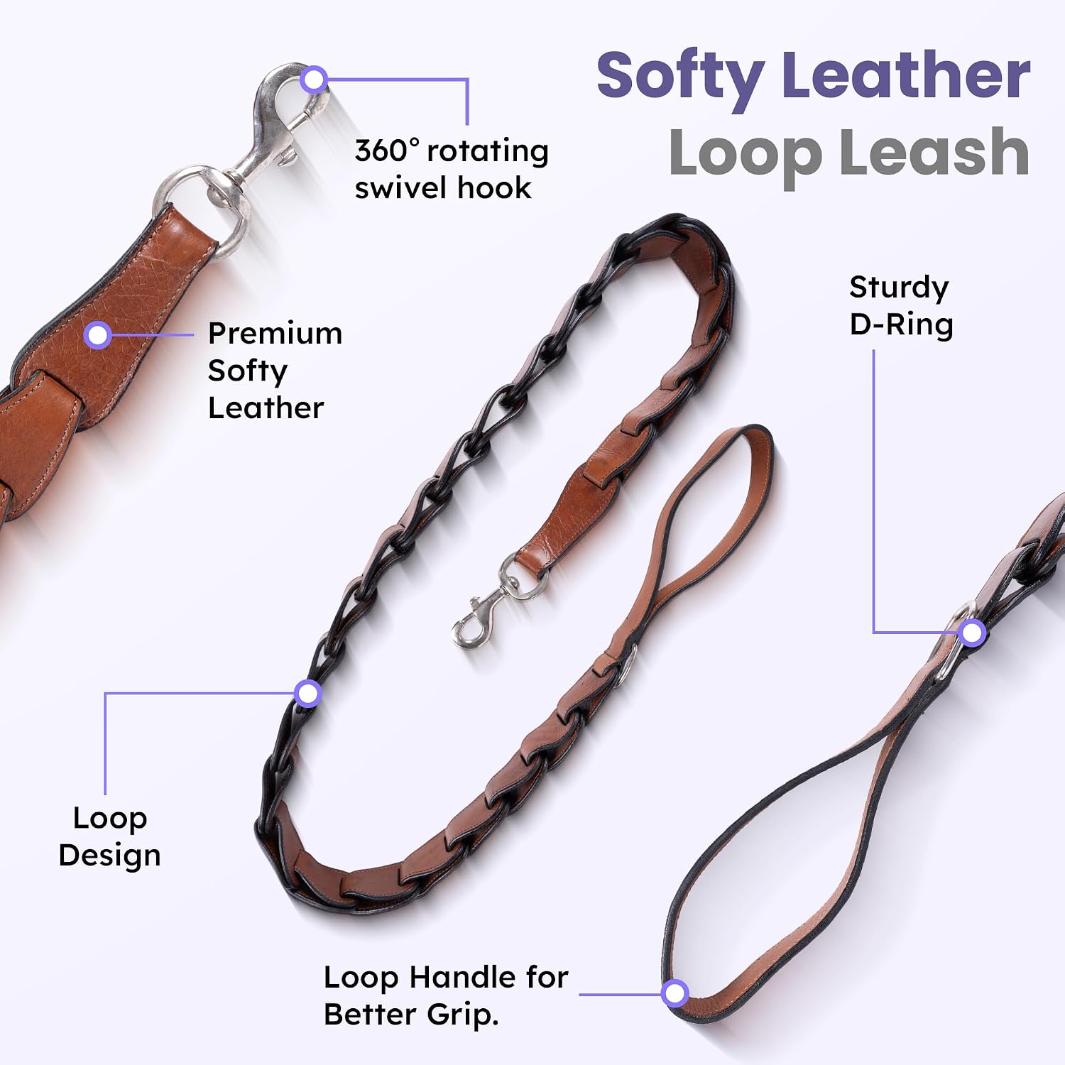 Adil’s Personalized Leather Loop Spike Dog Collar & Leash Combo Set 1.5" Wide Adjustable Neckbelt Metal Buckle D-Ring 5Ft Leather Heavy Duty Loop Cord with 360 Swivel Hook for Training Walking