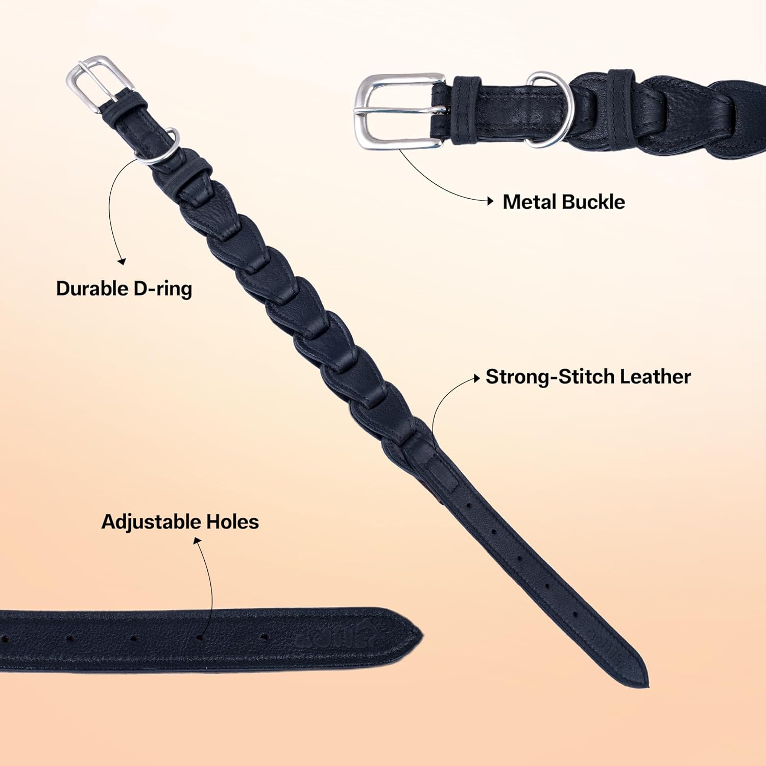 Adil’S Genuine Leather Loop Dog Collar – Handmade, Heavy-Duty, Soft Padded & Adjustable – Durable Braided Leather Collar Dogs