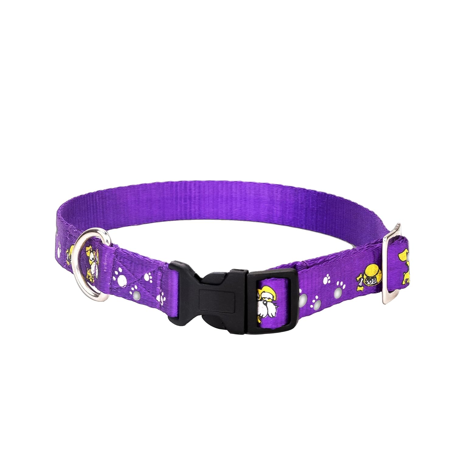 Adil’S Nylon Paw Print Dog Collar with Adjustable Quick Release Buckle & D-Ring for Leashes, 0.75in Width, Suitable for Small to Large Dogs, Size: XS, Green