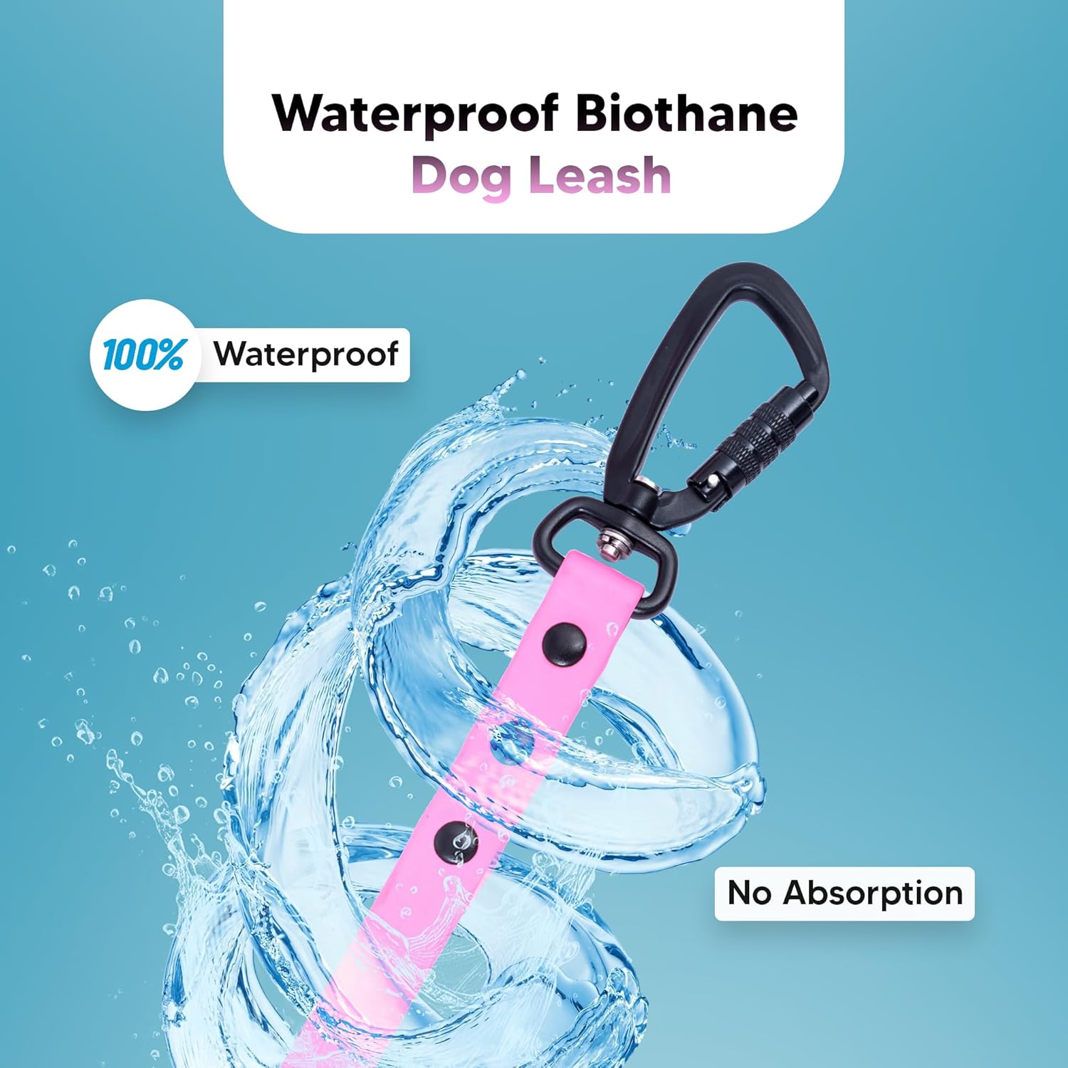 Adil’s Biothane Dog Leash - Waterproof Leashes for Dogs, Metal Hook, Adjustable 5ft Length Suitable for Dogs & Puppies, Ideal for Walking, Running & Training