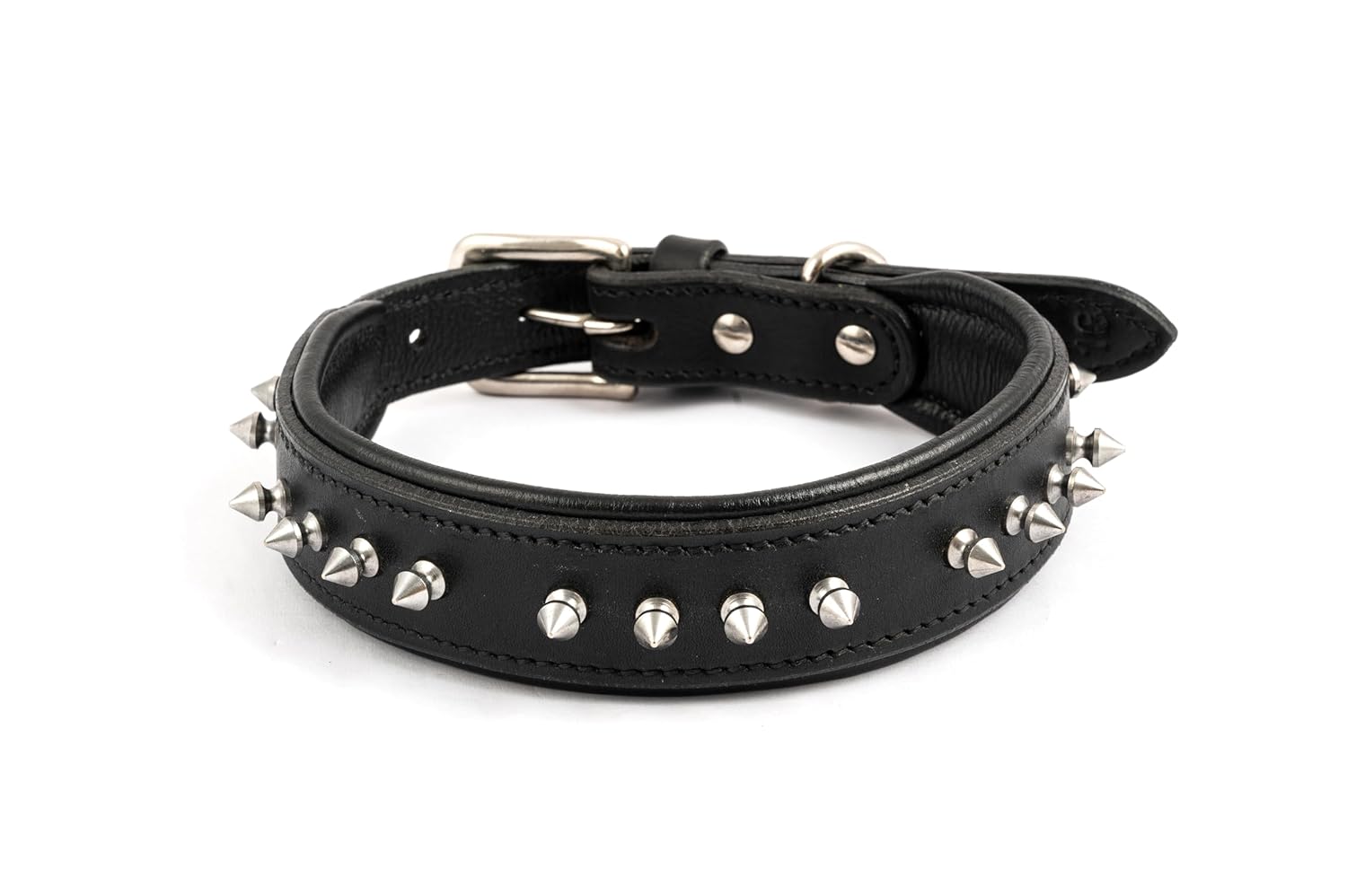 Adil’S Leather Spike Dog Collar for Small, Medium & Large Dogs with Strong Metal D-Ring, Adjustable Collar fits All Neck Size, 1” Width