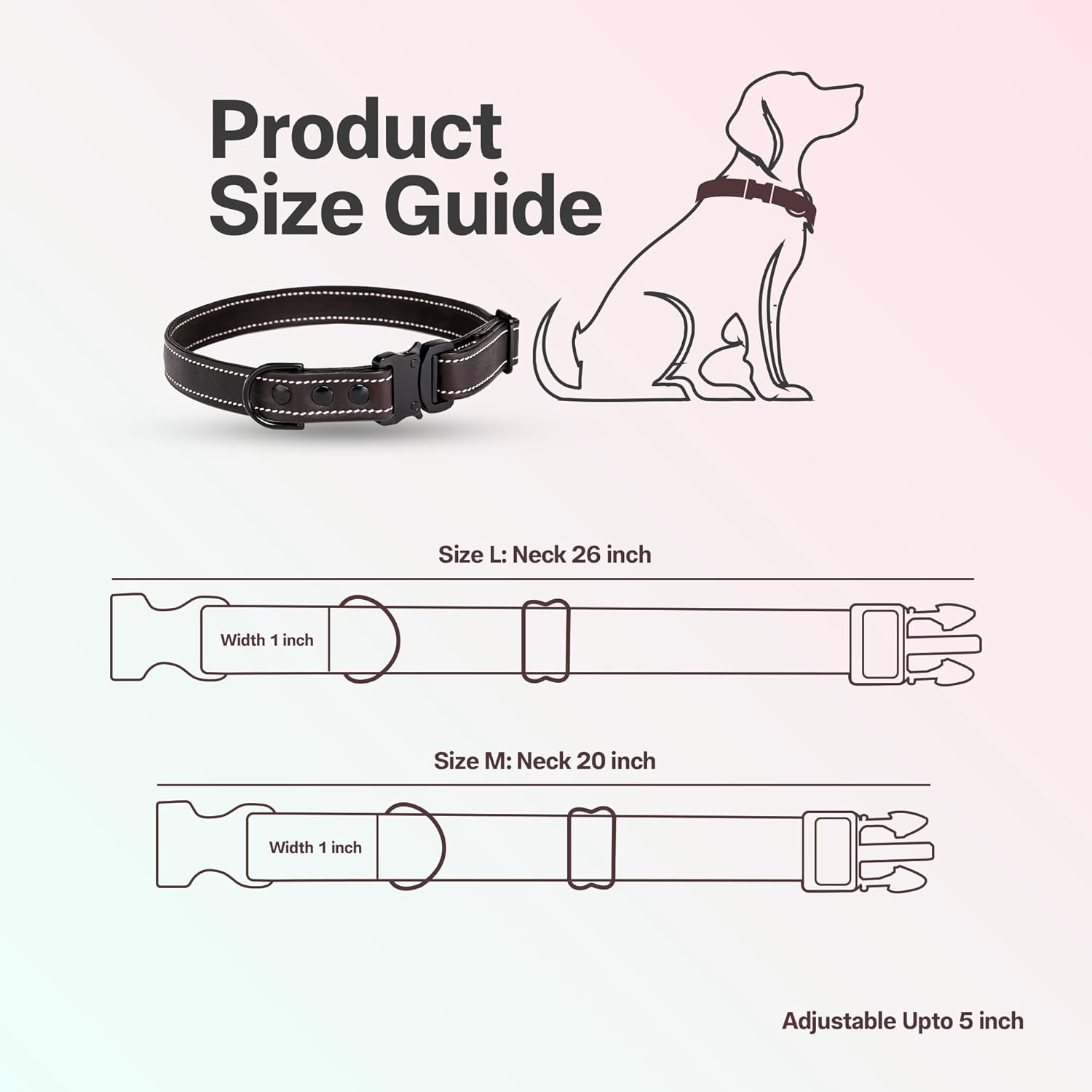 Adil’S Softy Leather Dog Collar 1inch, Dog Neck Belt for Medium to Large Pets – Leather Collars for Dog, Neck Adjustable 12-26 Inch