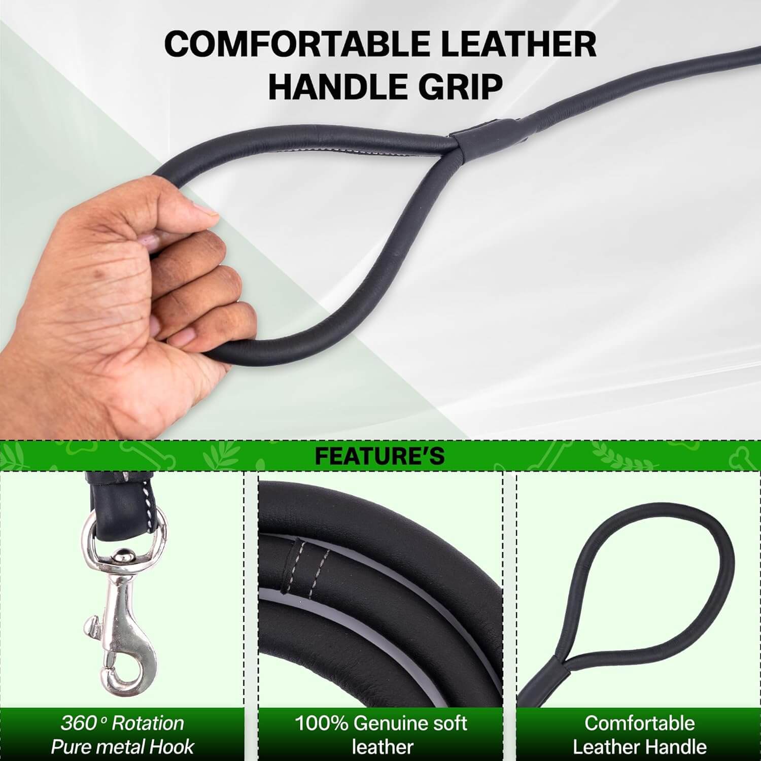 Adil’S Premium Rolled NDM Softy Leather Dog Leashes - 5 Feet Length