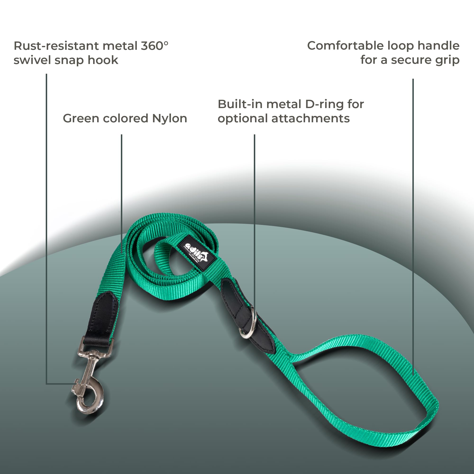 Adil’s 5FT Adjustable Nylon Dog Leash with Soft Leather Handle – Durable Long Lead with 360° Swivel Hook – Strong, Tangle-Free Leash for Walking & Training Small, Medium & Large Dogs