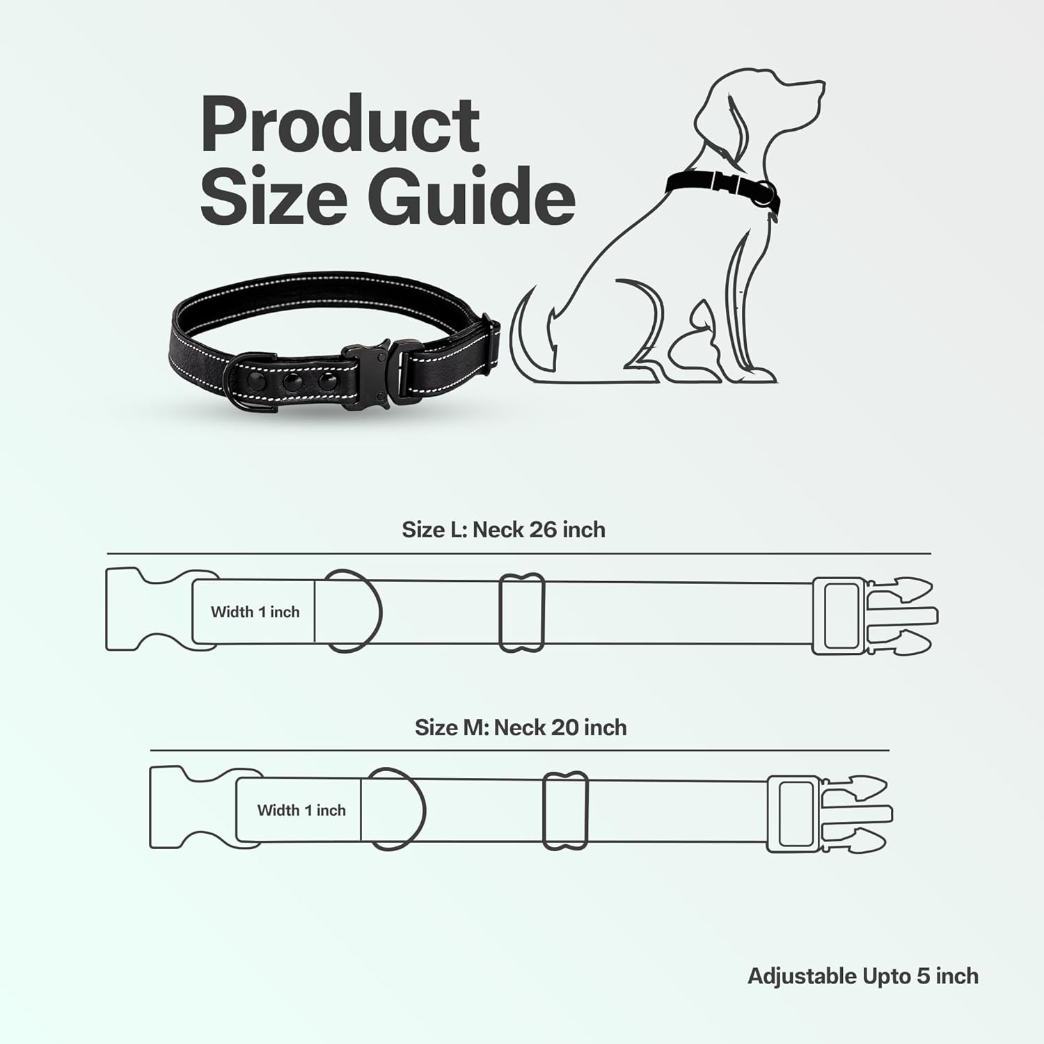 Adil’S Softy Leather Dog Collar 1inch, Dog Neck Belt for Medium to Large Pets – Leather Collars for Dog, Neck Adjustable 12-26 Inch