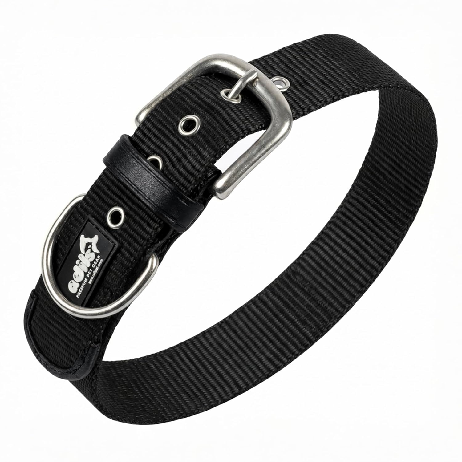 ADIL's Nylon Dog Collar – 1.5 Inch Wide Heavy-Duty Neckbelt with Metal Buckle D-Ring, Adjustable Safety Strap Small Medium Large Pets for Outdoor Walking Training
