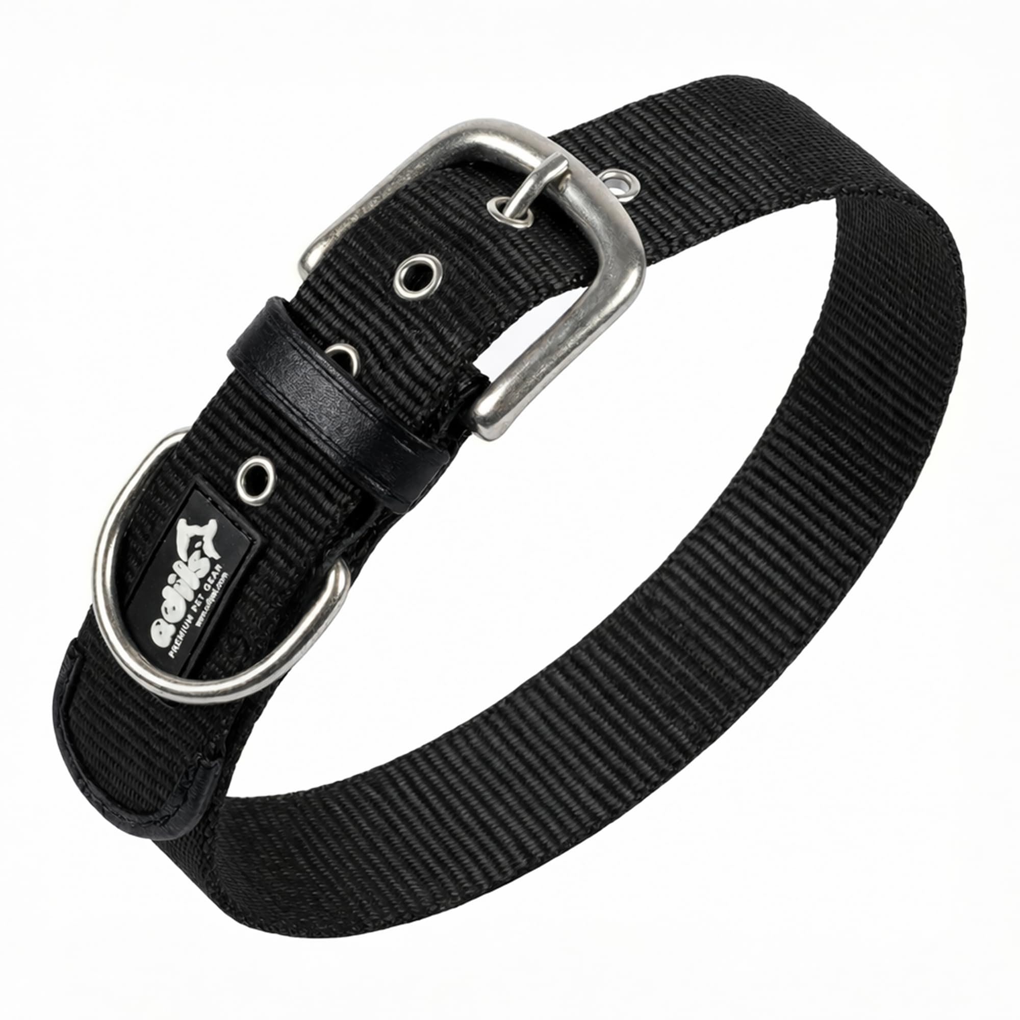 ADIL's Nylon Dog Collar – 1.5 Inch Wide Heavy-Duty Neckbelt with Metal Buckle D-Ring, Adjustable Safety Strap Small Medium Large Pets for Outdoor Walking Training (Beige, S)