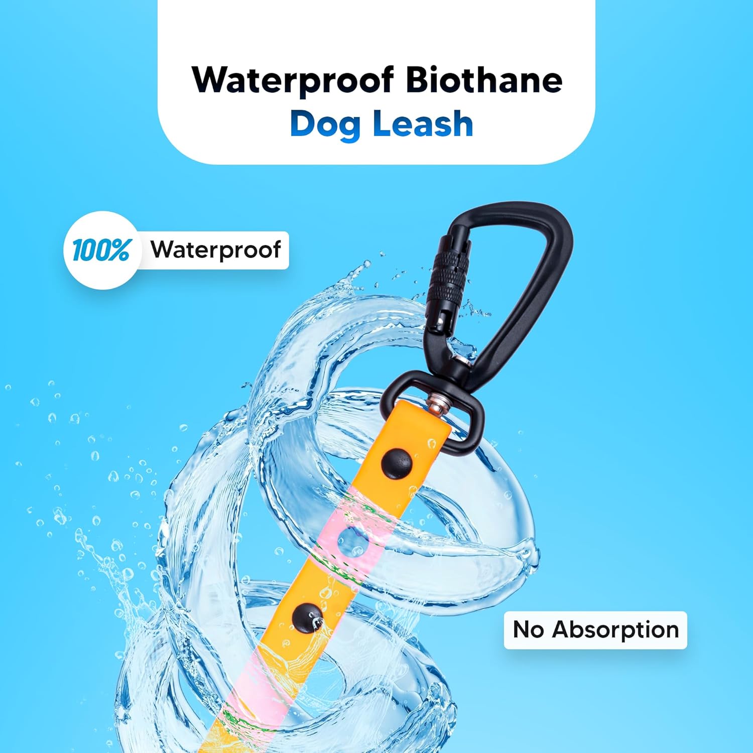 Adil’s Biothane Dog Leash - Waterproof Leashes for Dogs, Metal Hook, Adjustable 5ft Length Suitable for Dogs & Puppies, Ideal for Walking, Running & Training