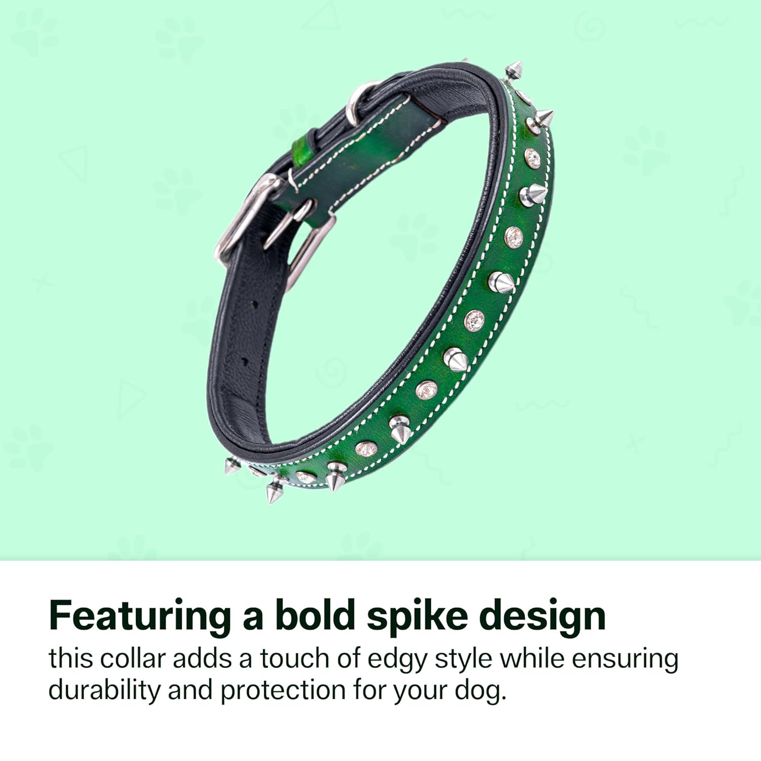 Adil’S Leather Spike Studded Dog Collar – Adjustable Pet Collar for Small, Medium, Large Dogs Durable & Stylish for Pitbulls, Bulldogs, Mastiffs & Guard Dogs