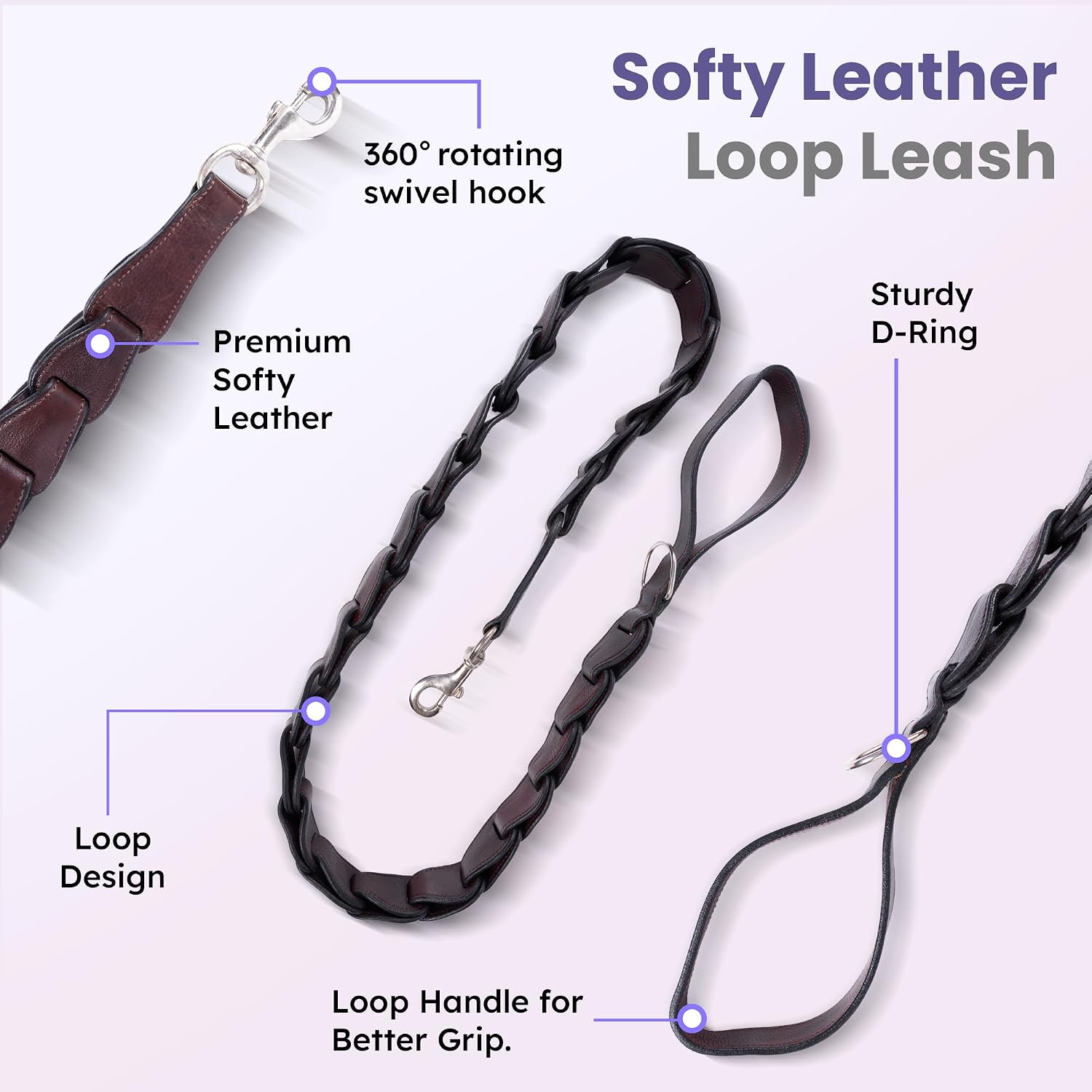 Adil’s Personalized Leather Loop Spike Dog Collar & Leash Combo Set 1.5" Wide Adjustable Neckbelt Metal Buckle D-Ring 5Ft Leather Heavy Duty Loop Cord with 360 Swivel Hook for Training Walking
