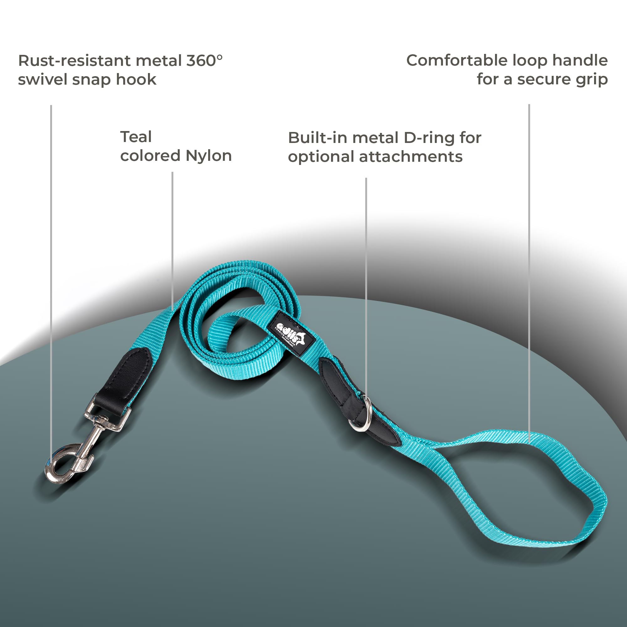 Adil’s 5FT Adjustable Nylon Dog Leash with Soft Leather Handle – Durable Long Lead with 360° Swivel Hook – Strong, Tangle-Free Leash for Walking & Training Small, Medium & Large Dogs